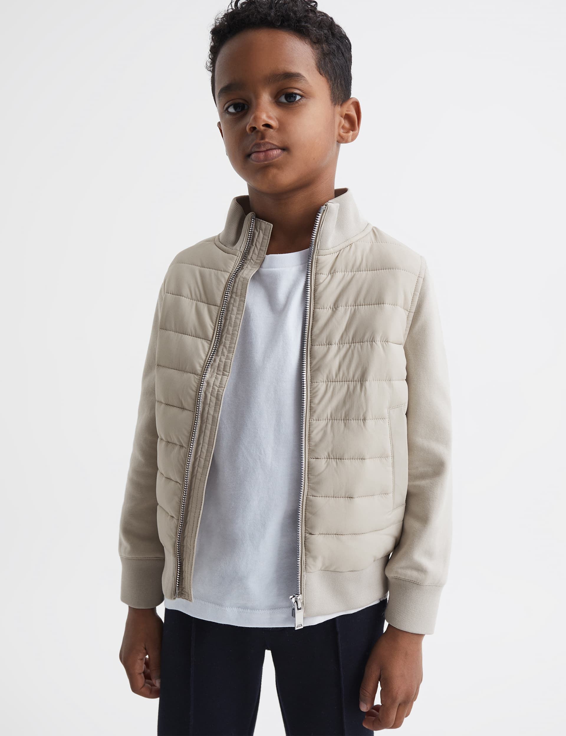 Reiss Boys Cotton Blend Quilted Jacket (3-14 Yrs) - 11-12 - Stone, Stone