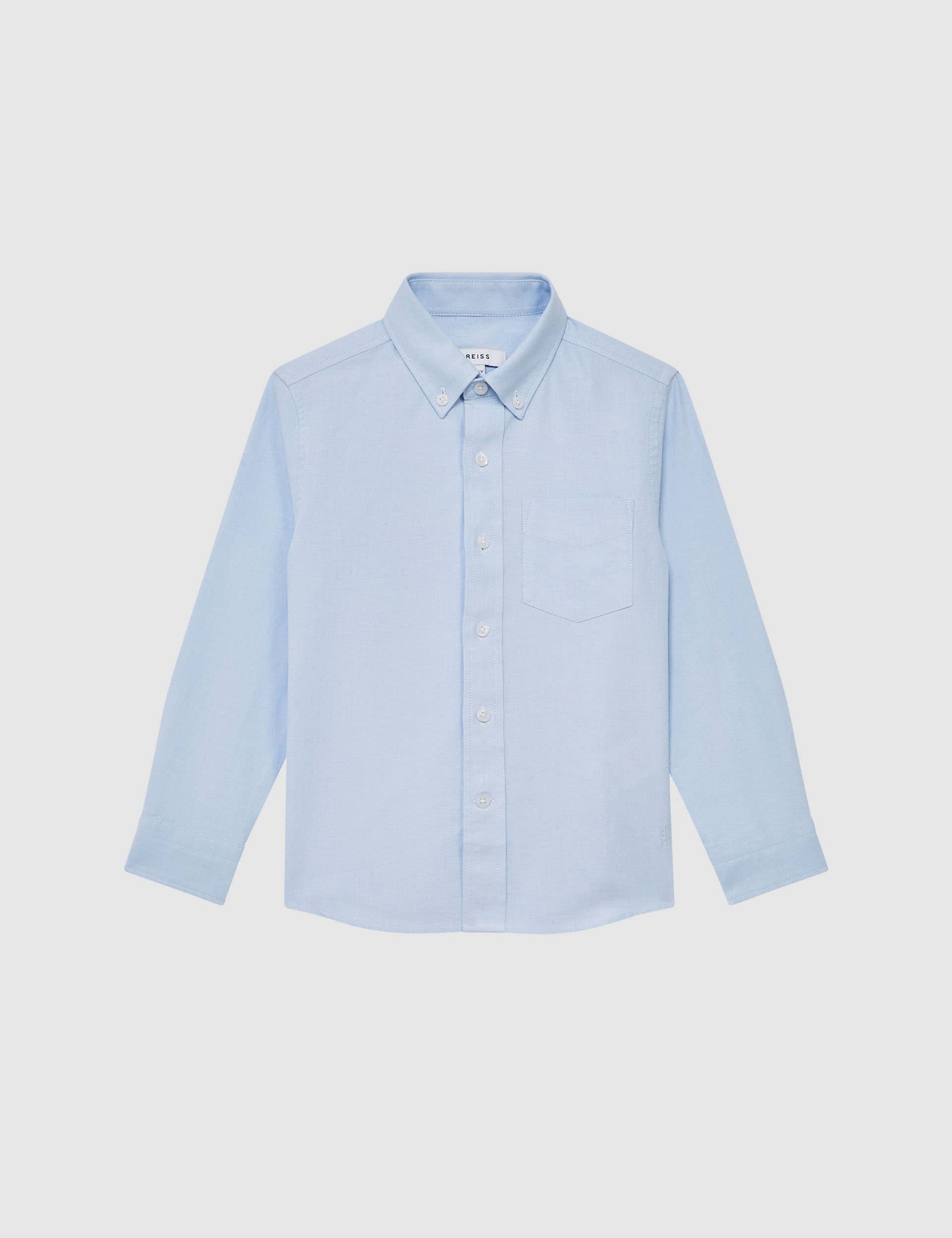 Reiss Boys Pure Cotton Oxford Shirt (3-14 Yrs) - 4-5 Y - Light Blue, Light Blue