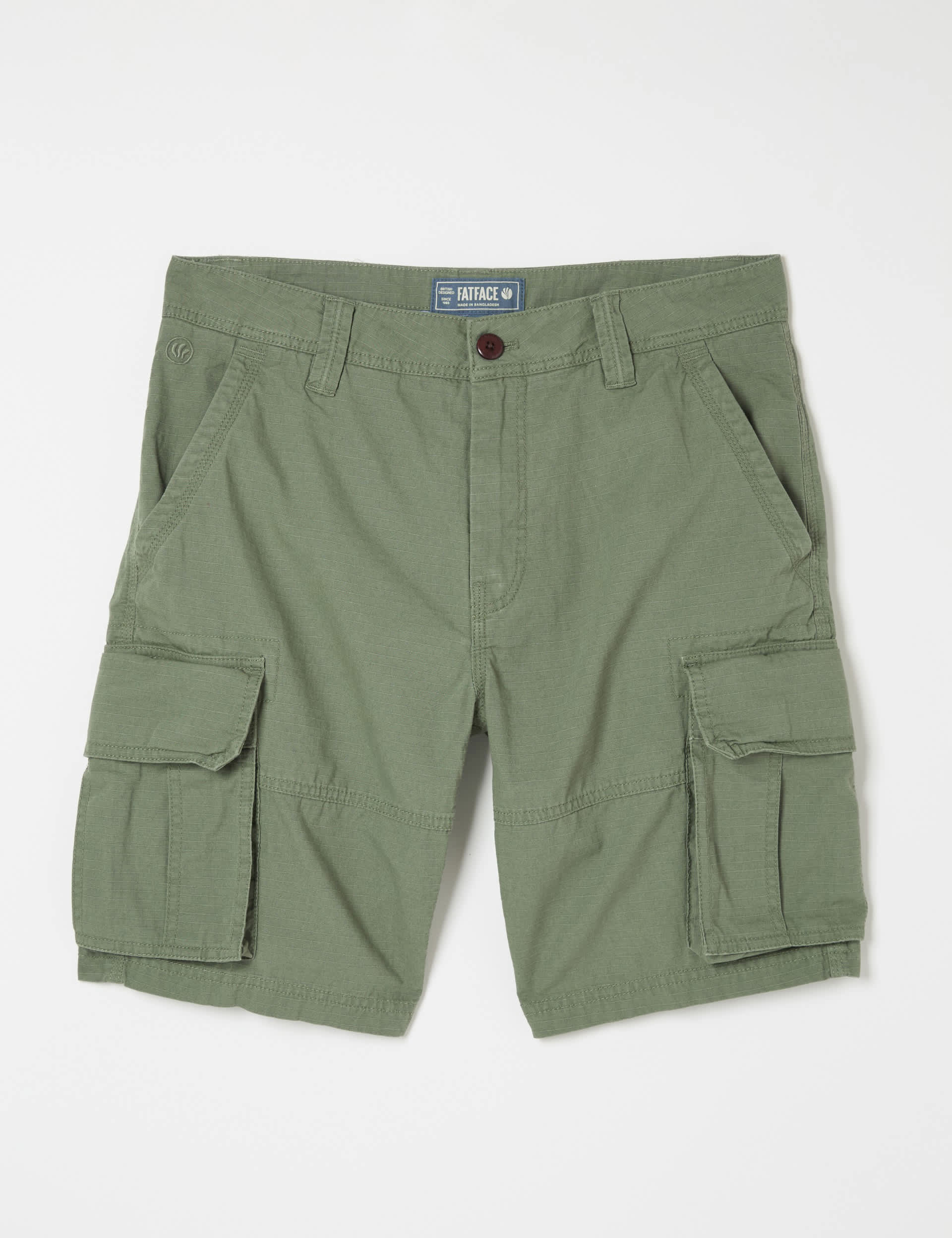 Fatface Men's Pure Cotton Cargo Shorts - 28LNG - Green, Green