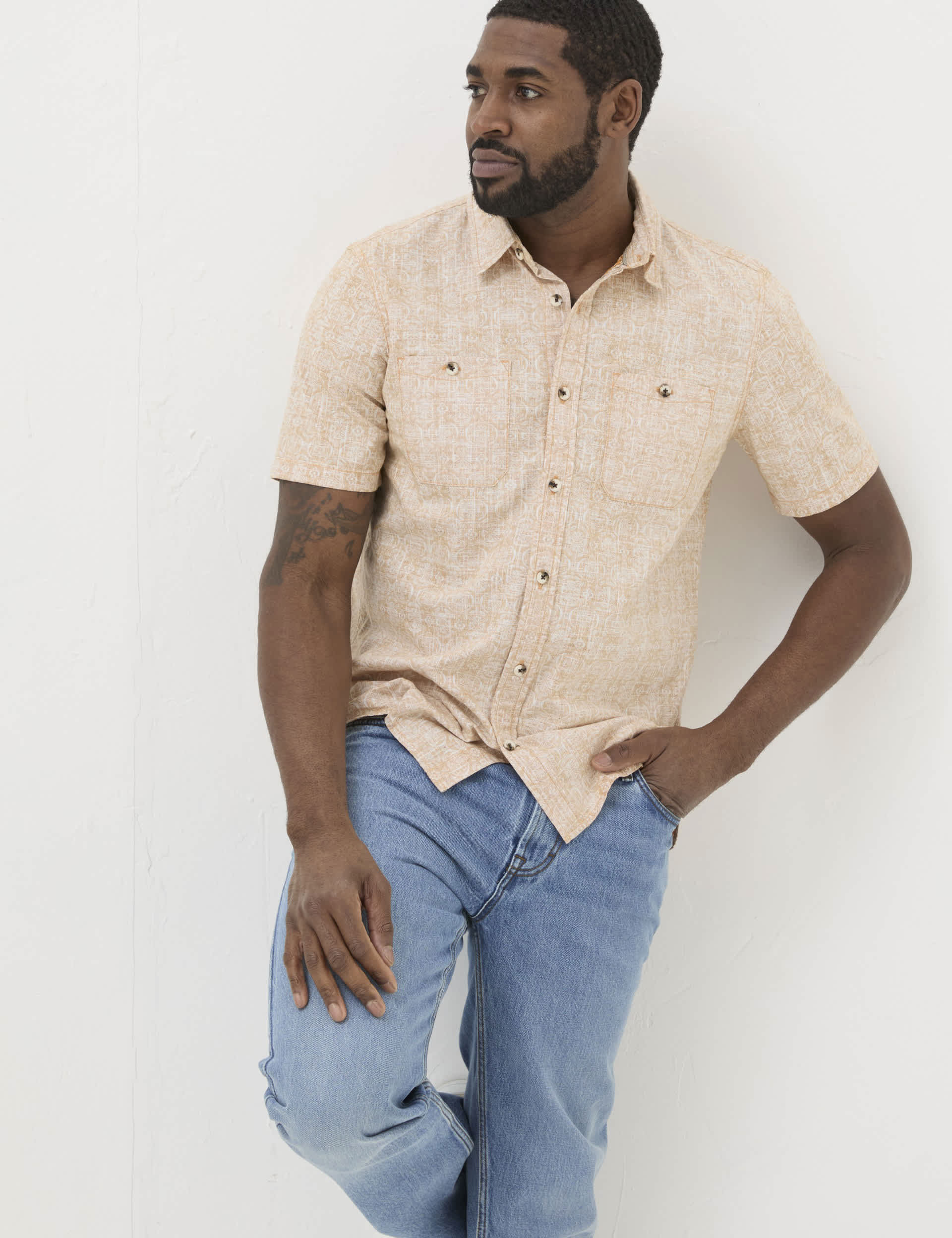 Fatface Men's Pure Cotton Tile Print Shirt