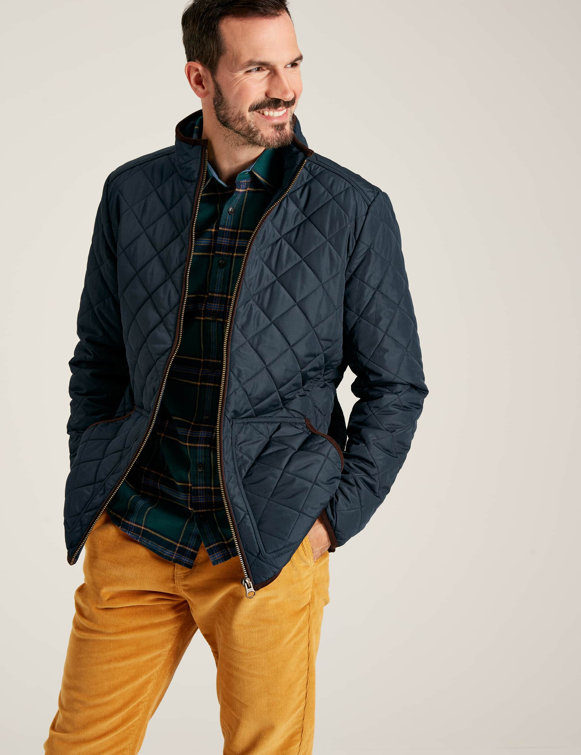 Joules Men's Pure Cotton Quilted Jacket - S - Navy, Navy