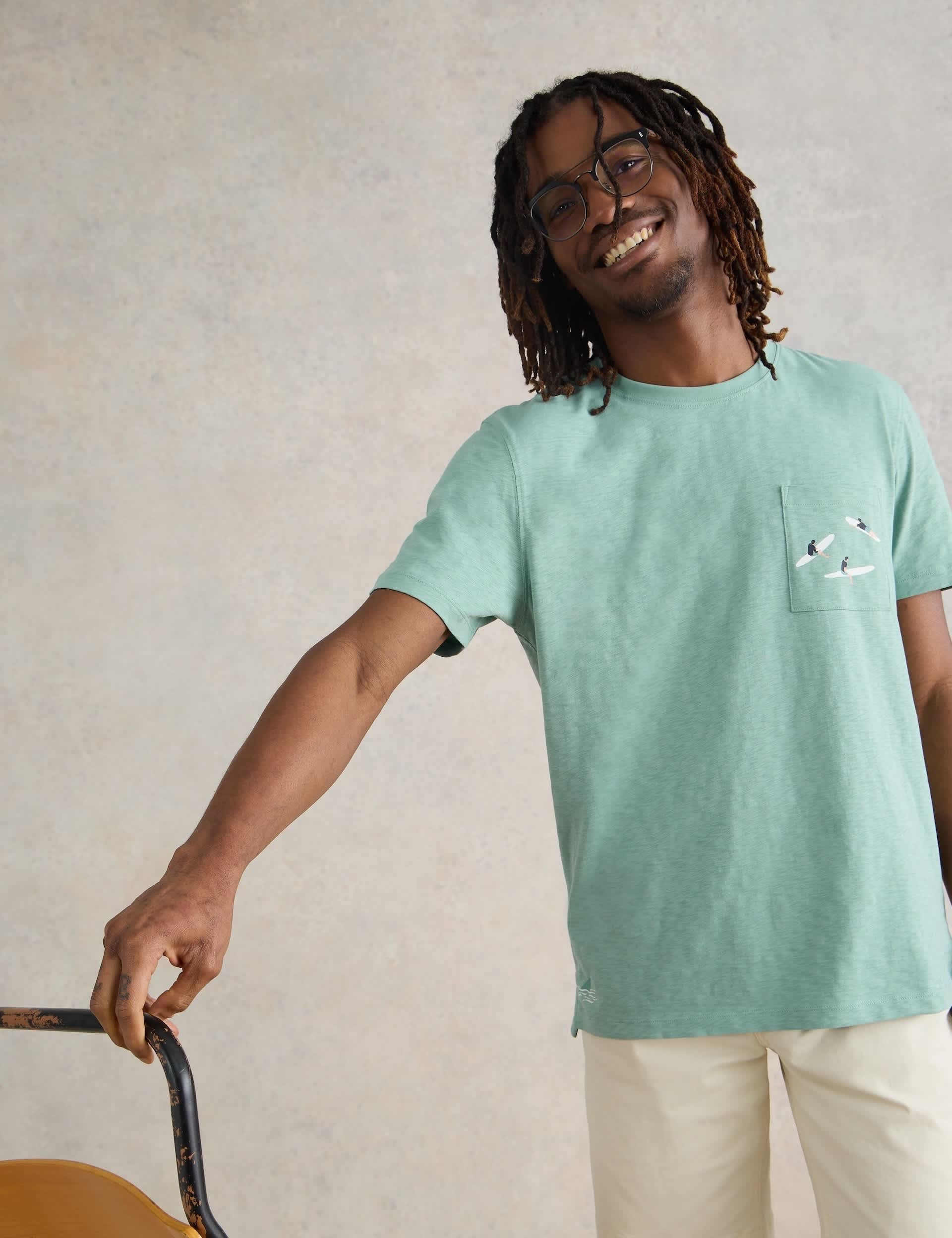 White Stuff Men's Pure Cotton Shark T-Shirt
