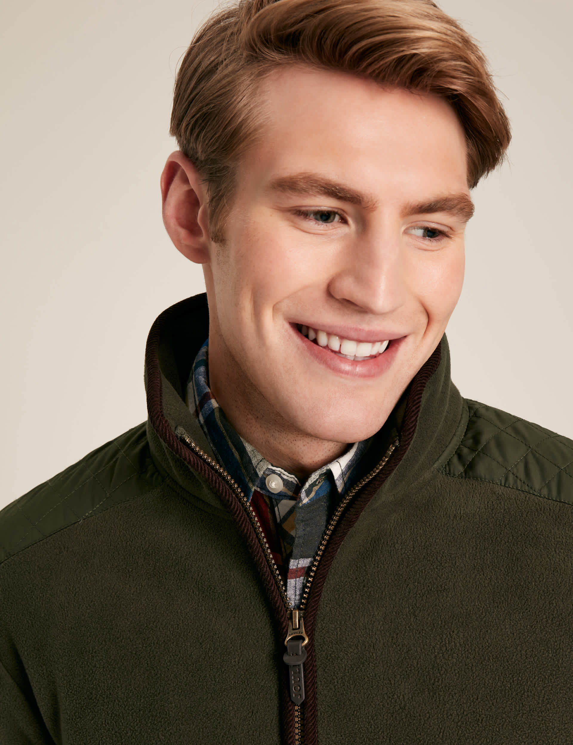 Joules Men's Fleece Funnel Neck Zip Up Jacket - S - Green, Green