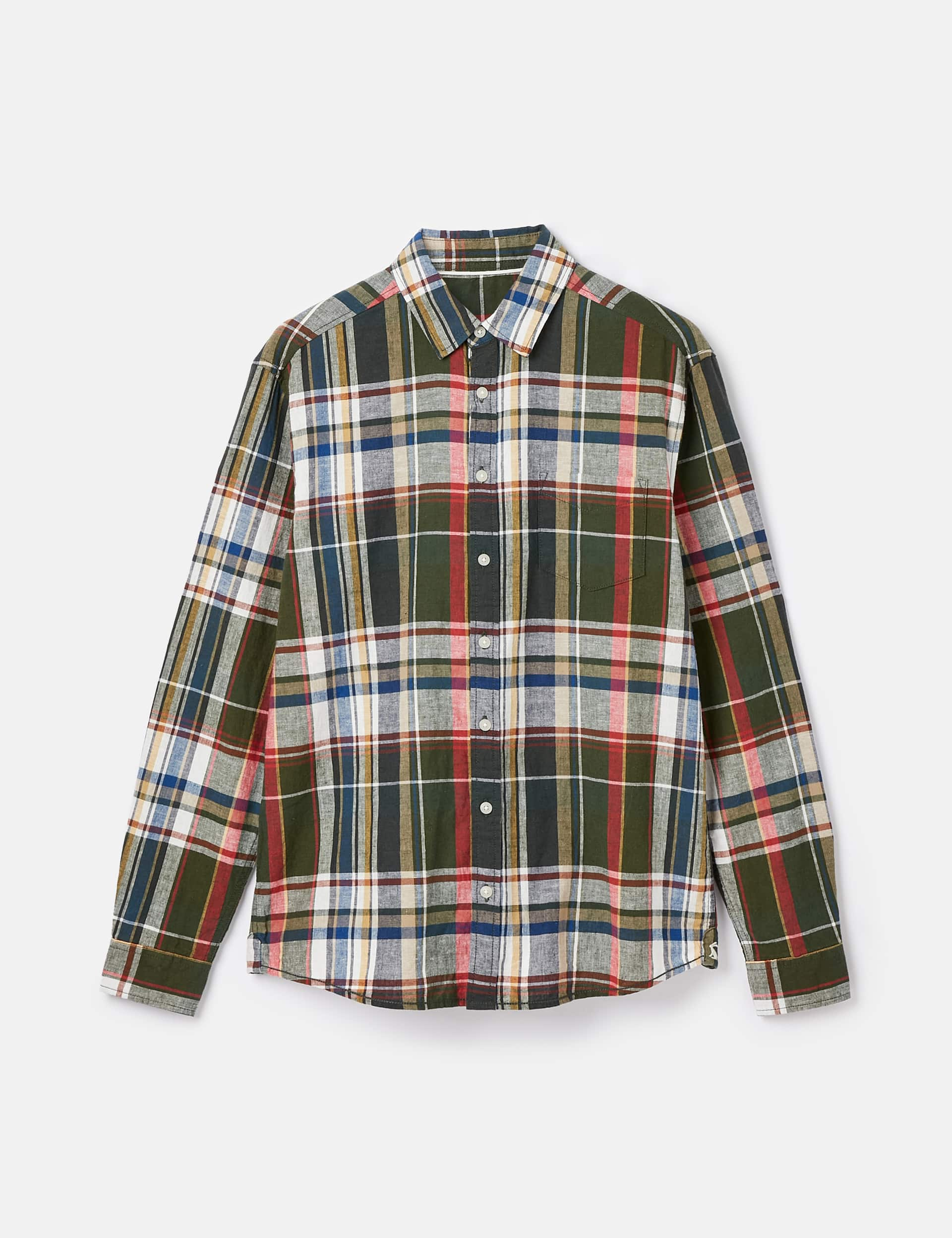 Joules Men's Pure Cotton Check Shirt - Green Mix, Green Mix