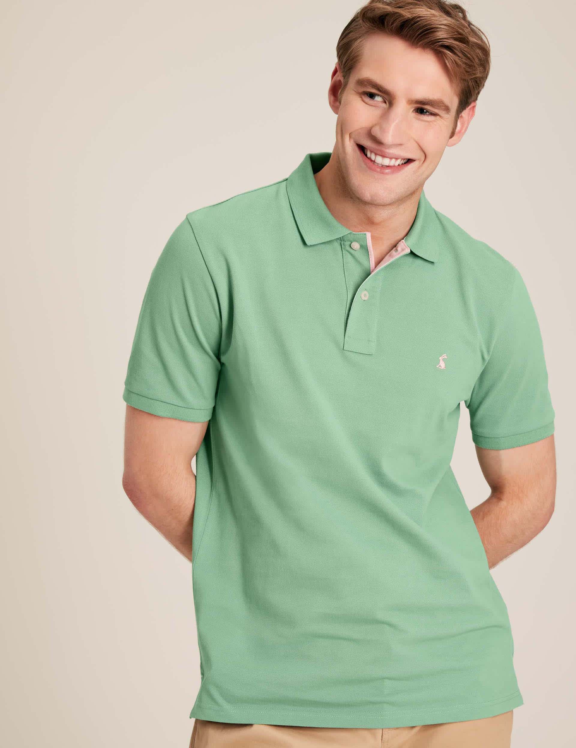 Joules Men's Pure Cotton Polo Shirt - M - Green, Green,Pink