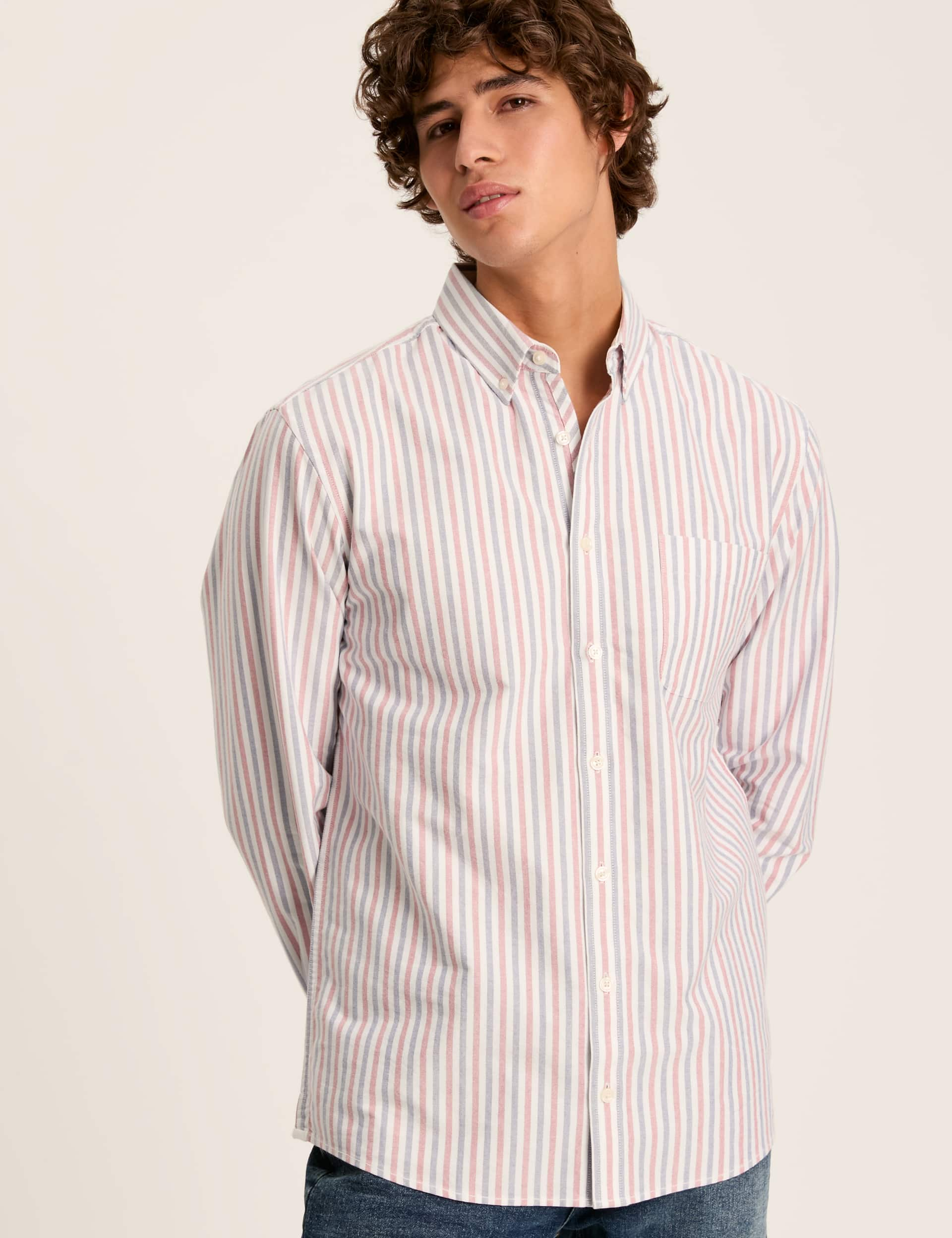 Joules Men's Pure Cotton Striped Oxford Shirt - XL - Red Mix, Red Mix