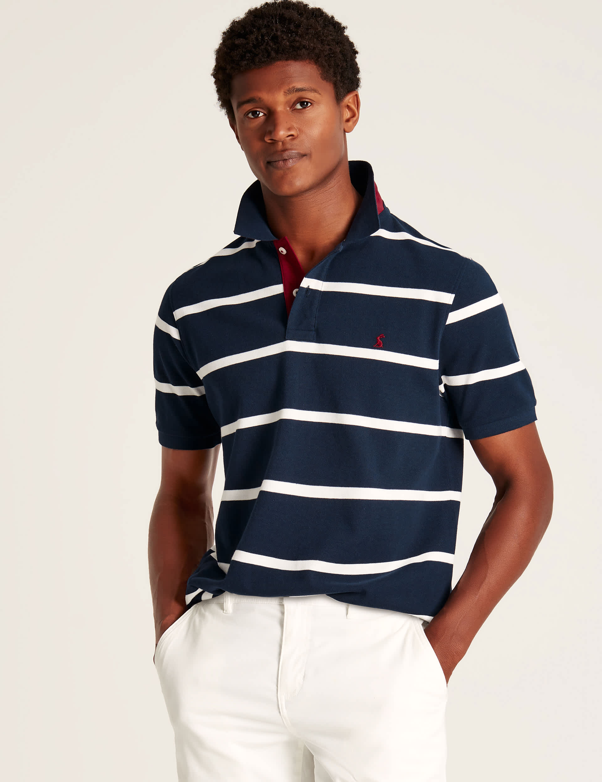 Joules Men's Pure Cotton Pique Striped Polo Shirt - M - Navy Mix, Navy Mix