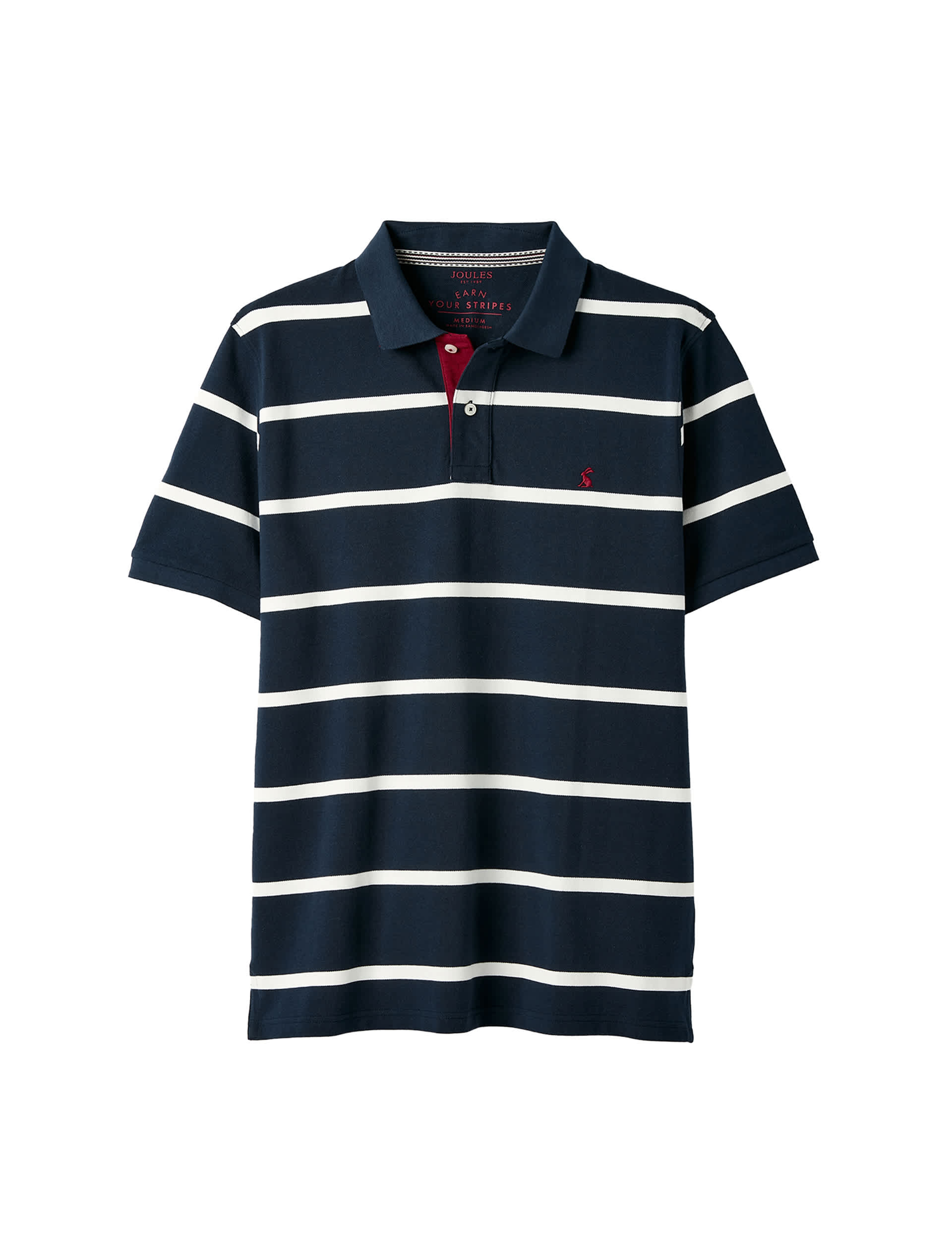 Joules Men's Pure Cotton Pique Striped Polo Shirt - Navy Mix, Navy Mix