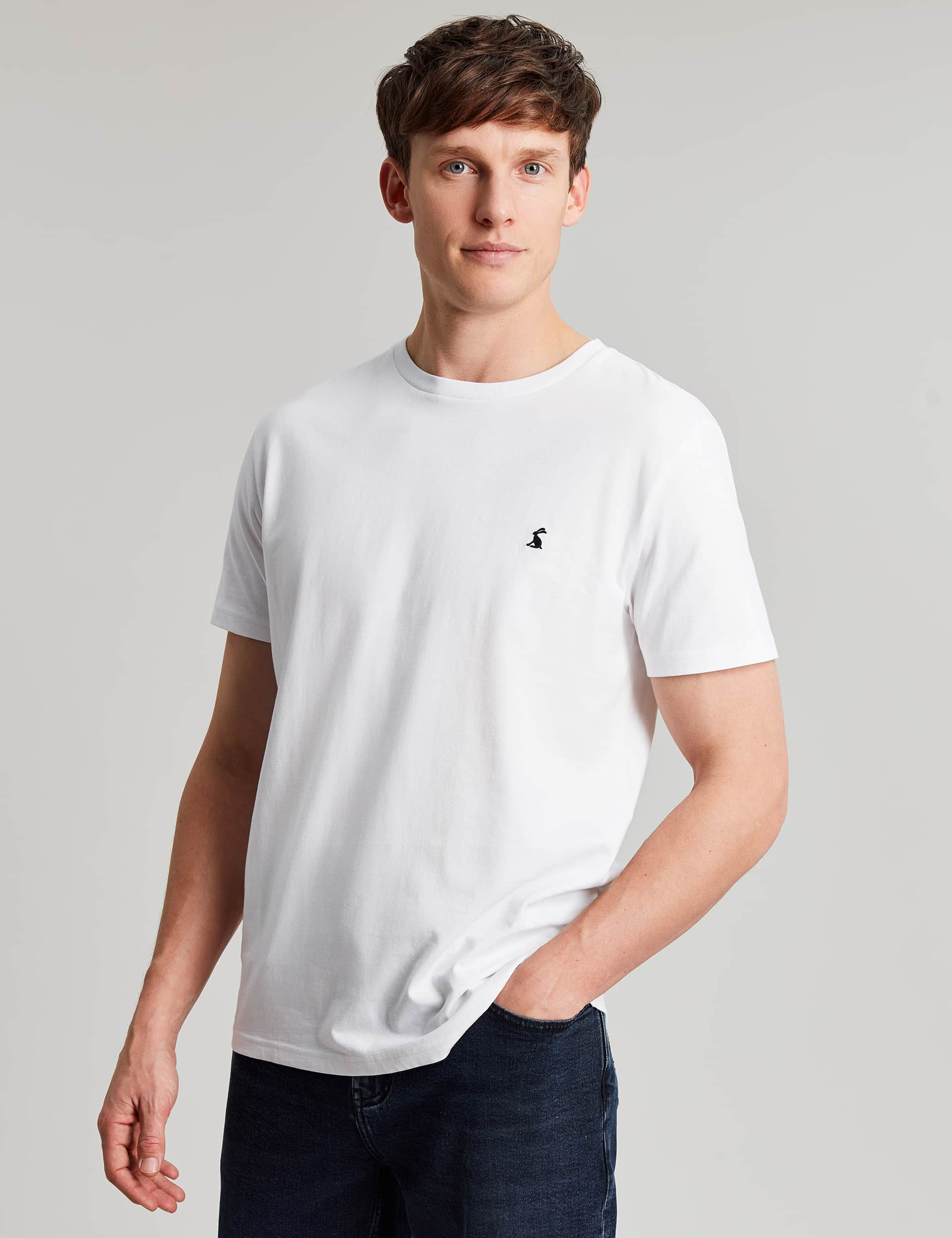 Joules Men's Pure Cotton Jersey Crew Neck T-Shirt - White, White