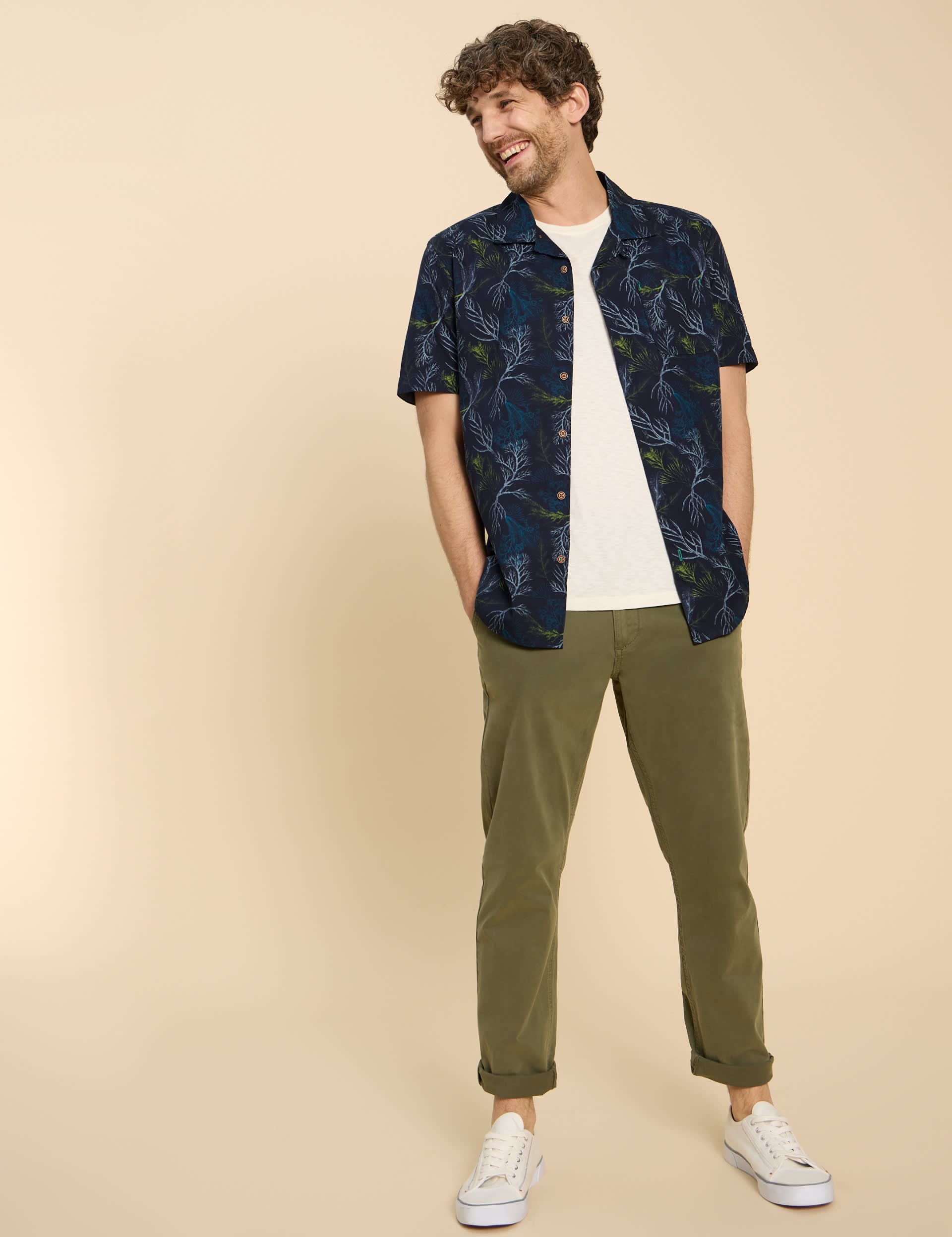 White Stuff Men's Organic Cotton Branch Print Shirt