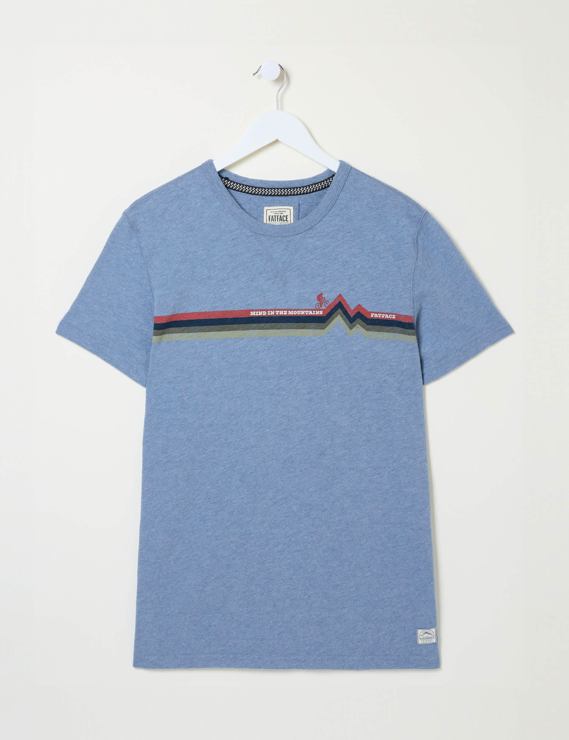 Fatface Men's Pure Cotton Bicycle Stripe T-Shirt - XSREG - Blue Mix, Blue Mix