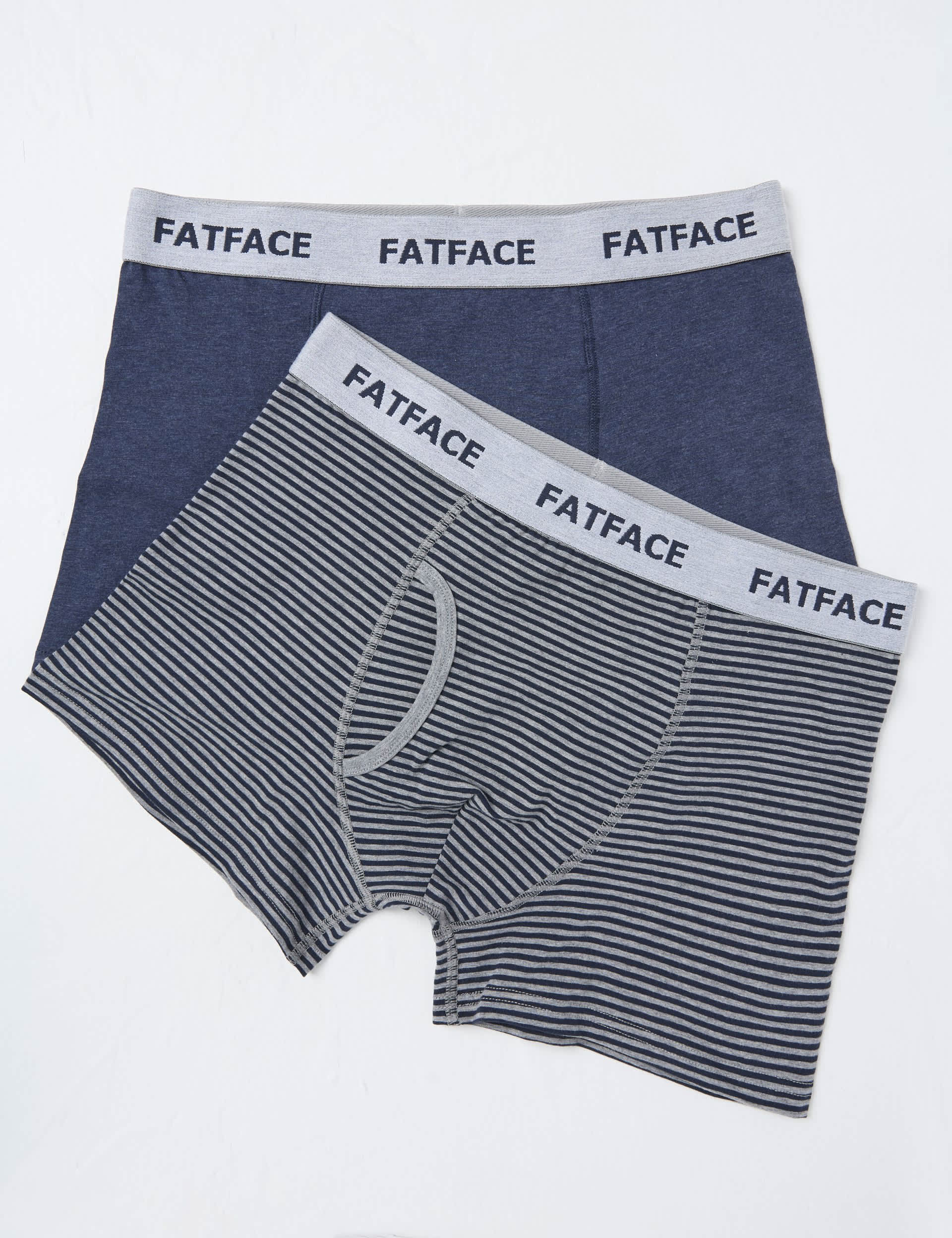 Fatface Men's 2pk Cotton Rich Striped & Plain Boxers