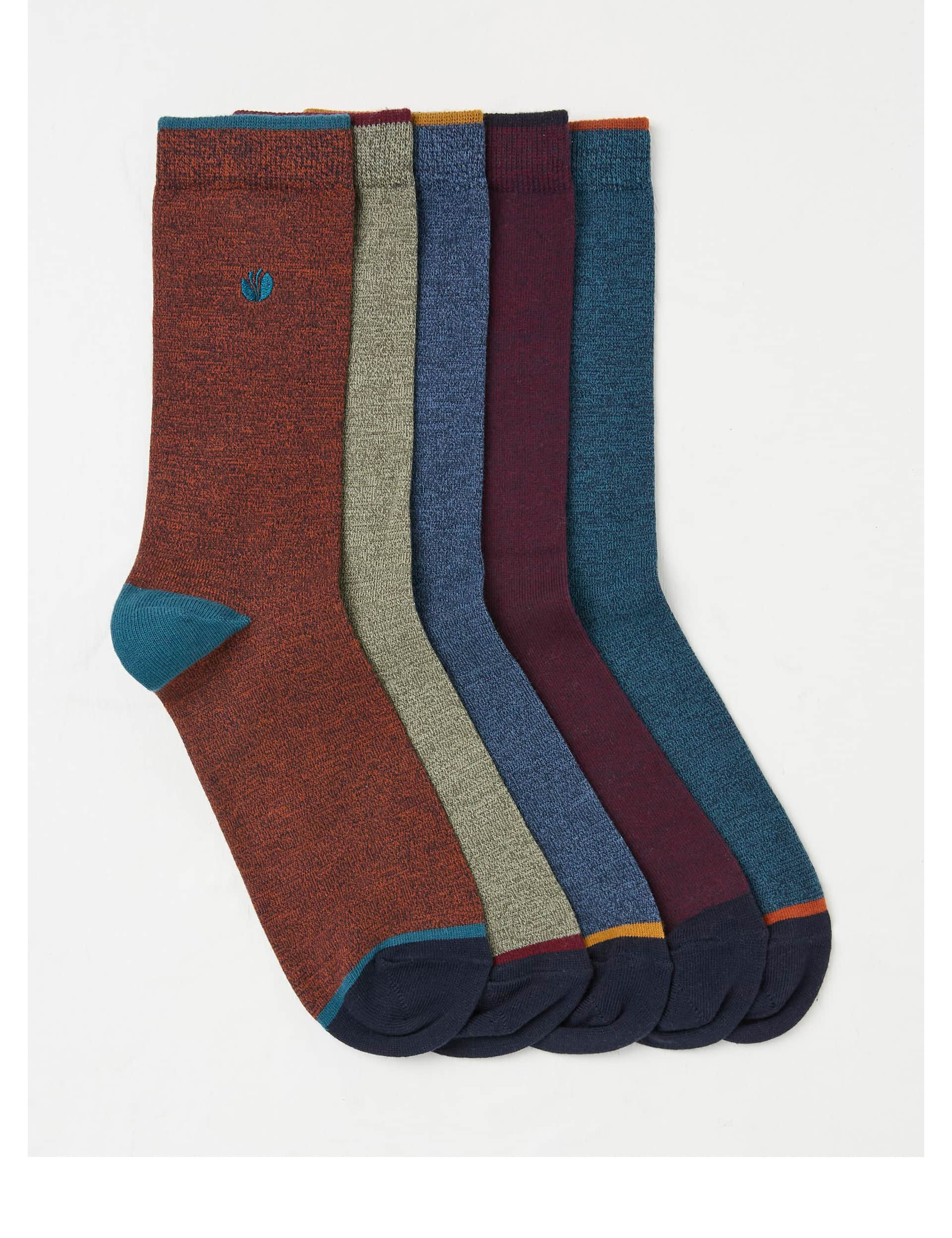 Fatface Men's 5pk Cotton Rich Socks - M-L - Multi, Multi