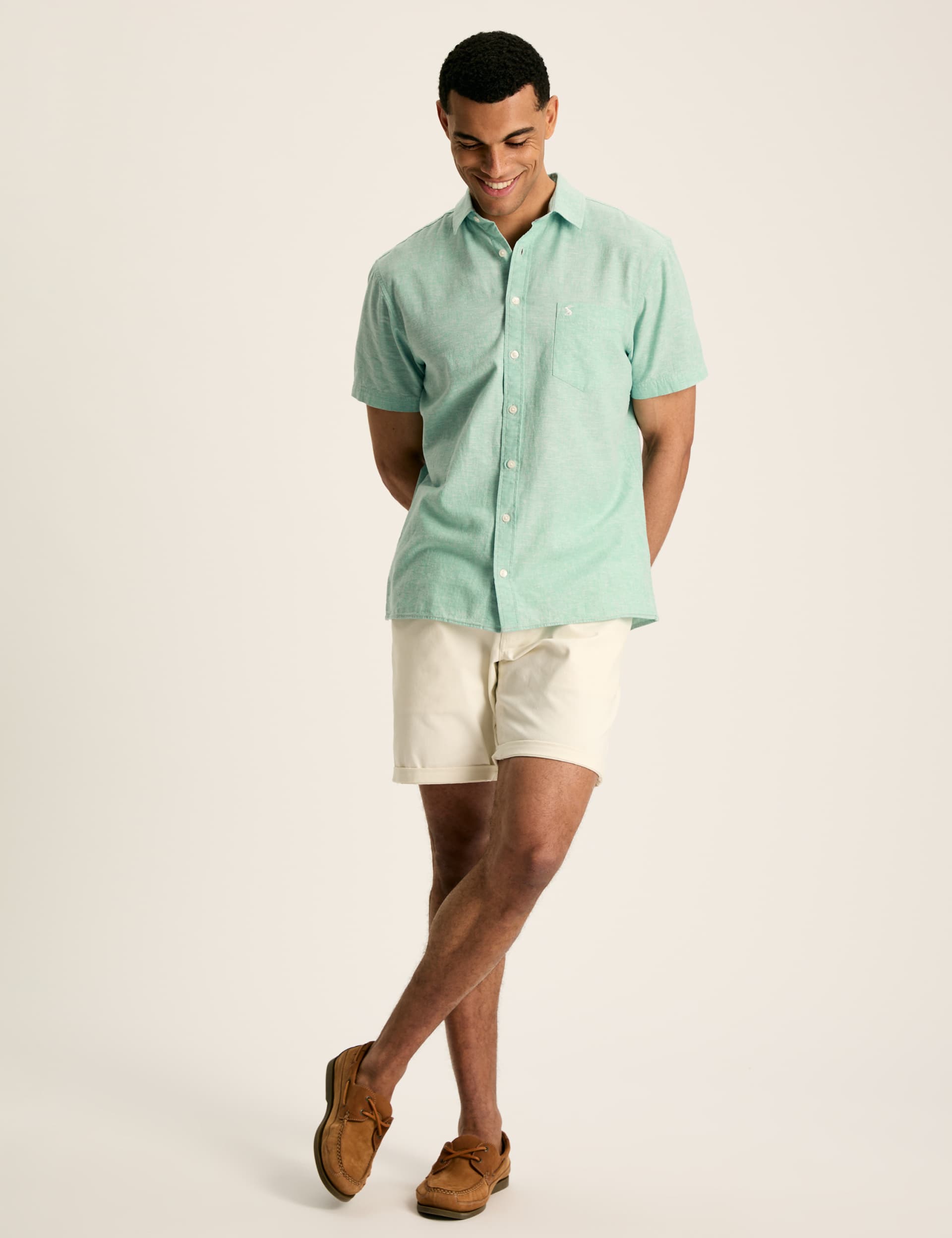 Joules Men's Linen Rich Shirt - Green, Green