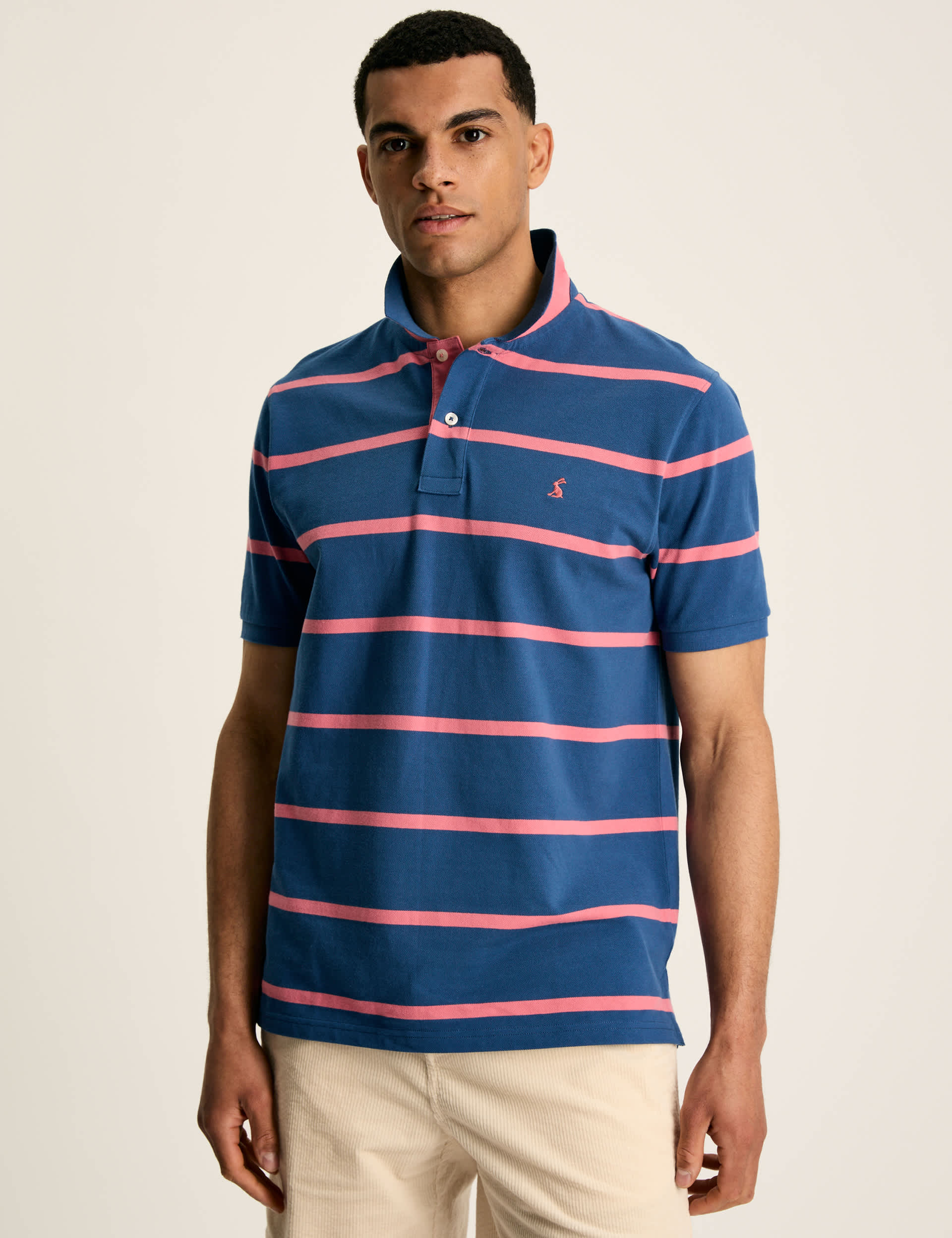 Joules Men's Pure Cotton Striped Polo Shirt - Navy Mix, Navy Mix,Yellow Mix