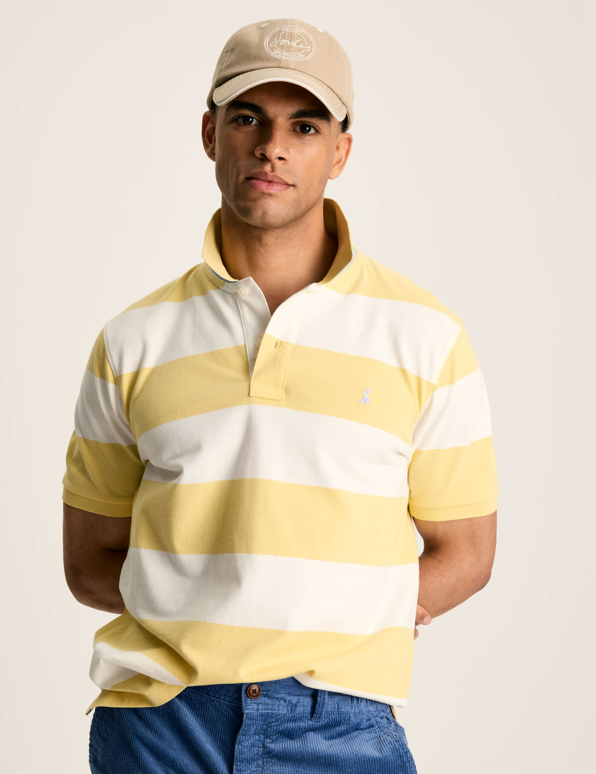 Joules Men's Pure Cotton Striped Polo Shirt - Yellow Mix, Yellow Mix