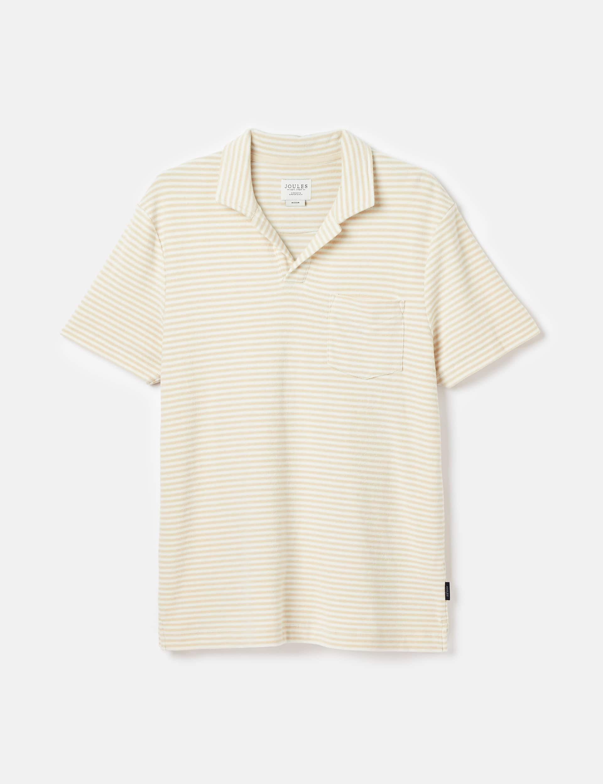 Joules Men's Pure Cotton Striped Polo Shirt - Cream, Cream