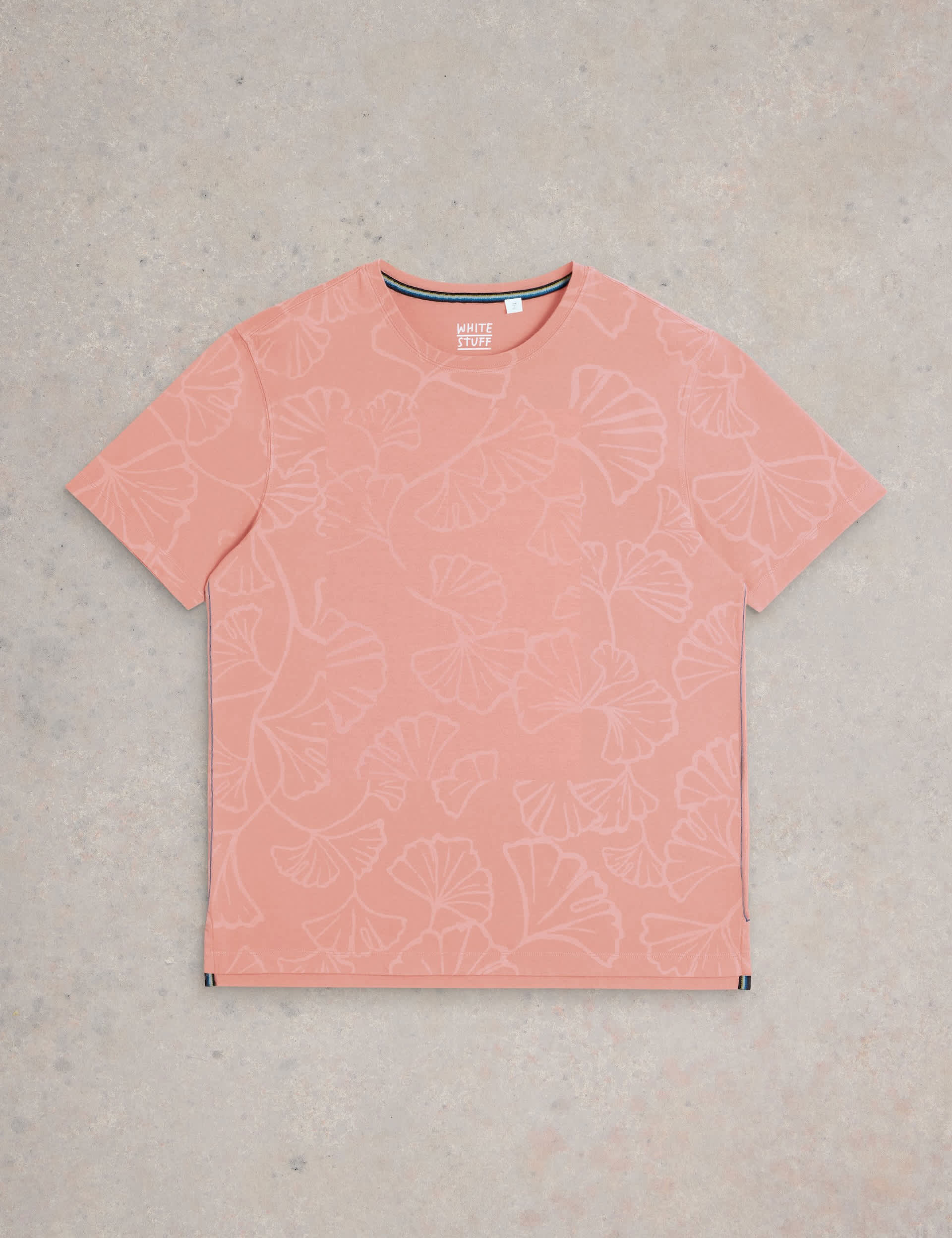 White Stuff Men's Pure Cotton Ginkgo Leaf T-Shirt - M - Pink Mix, Blue Mix,Pink Mix