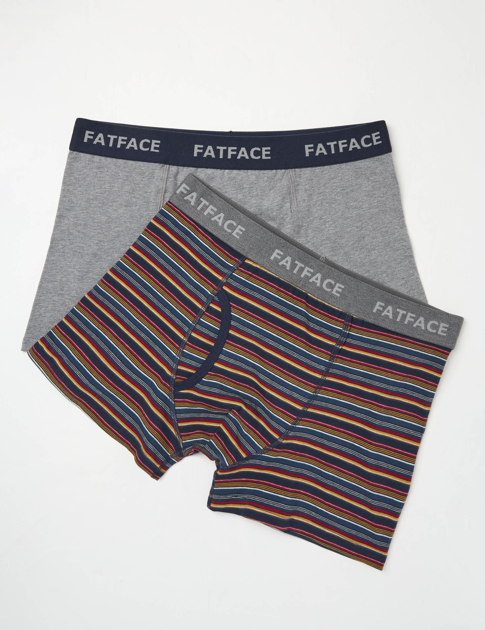 Fatface Men's 2 Pack Cotton Rich Striped Boxers - M - Multi, Multi