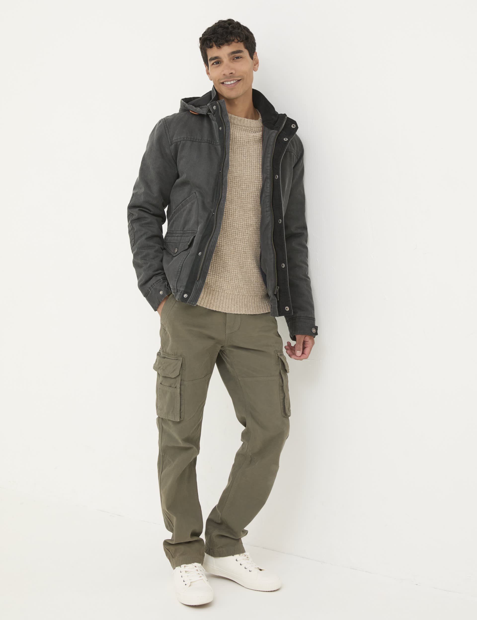 Fatface Men's Cotton Rich Padded Hooded Utility Jacket