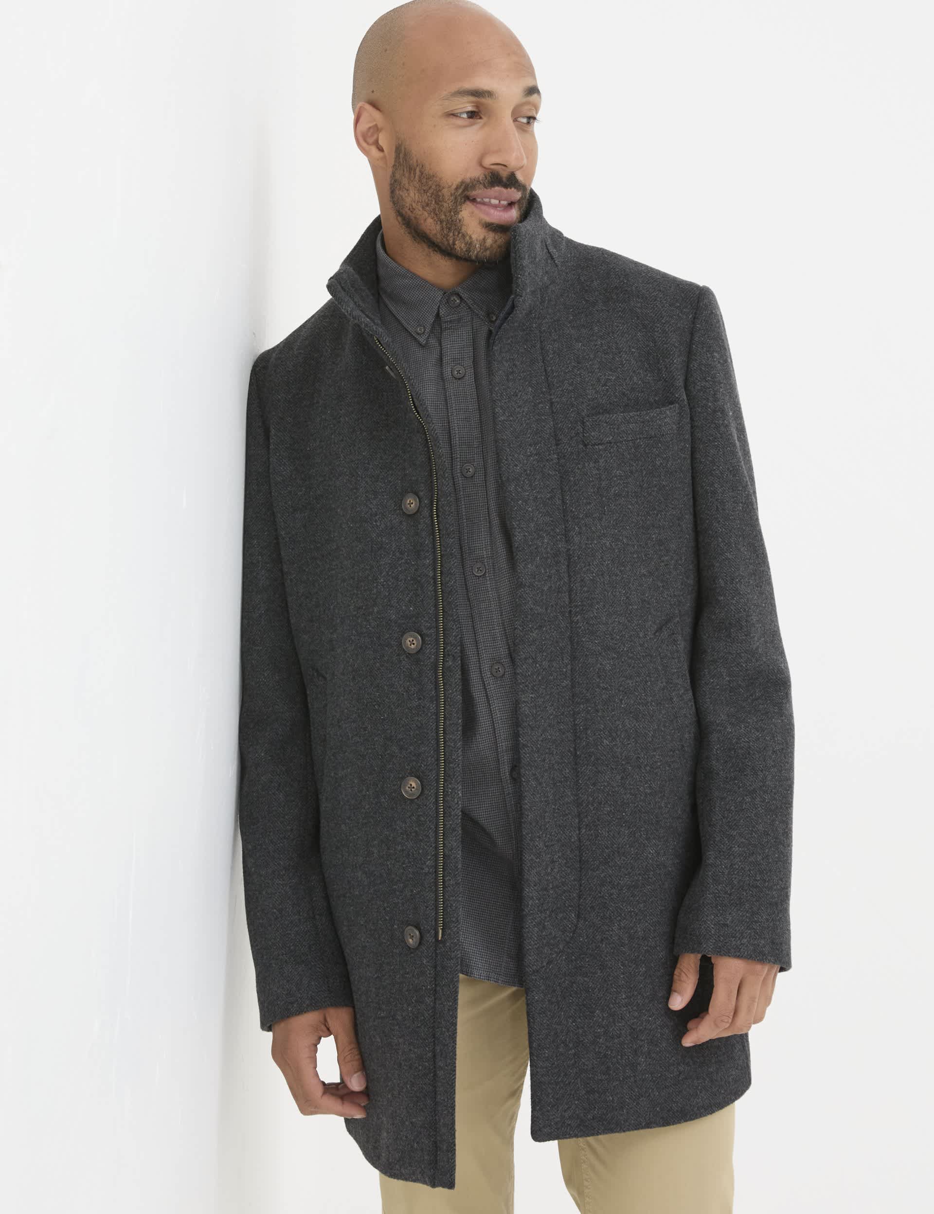 Fatface Men's Pendeen Overcoat - MREG - Grey, Grey