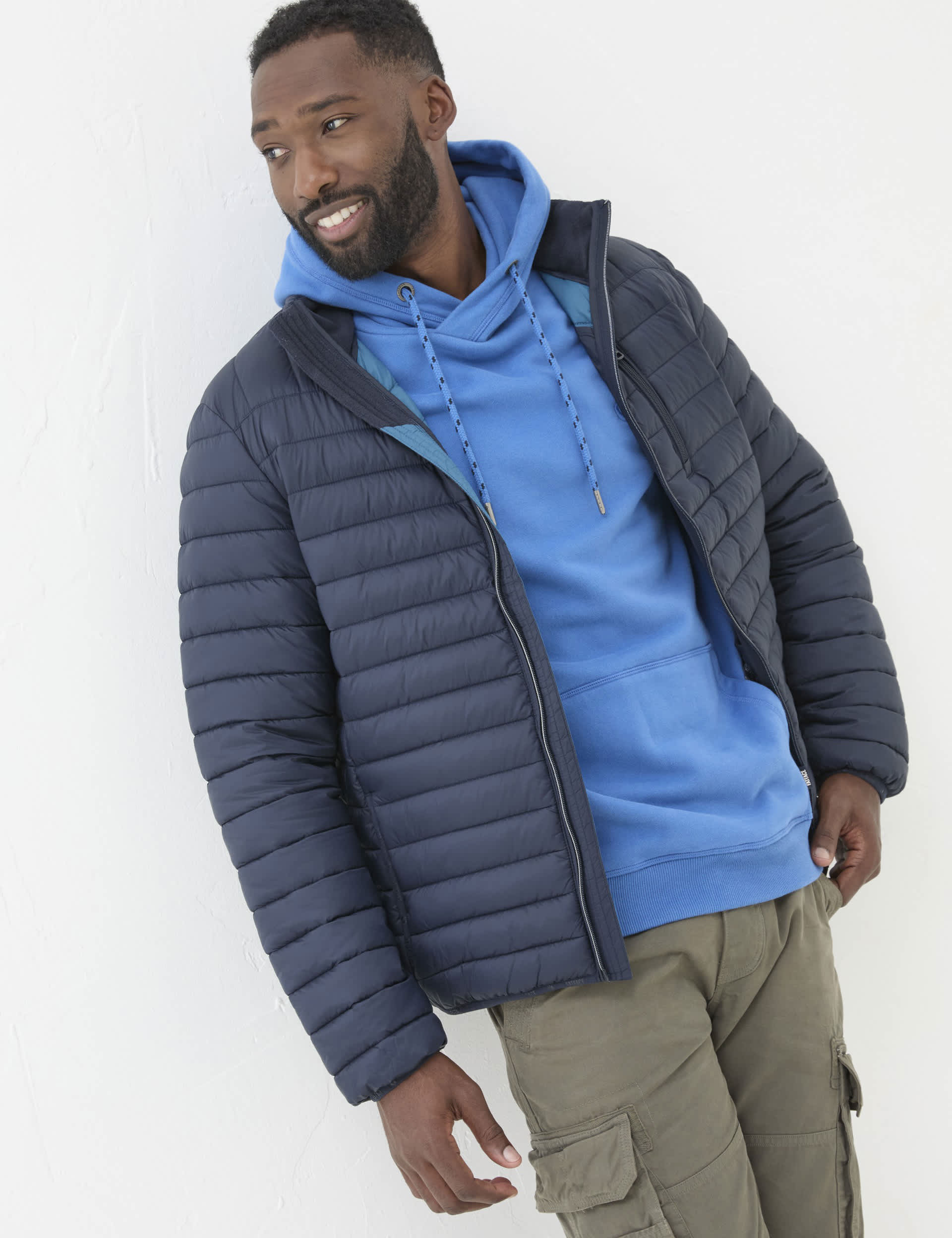 Fatface Men's Padded Puffer Jacket - MREG - Navy, Navy