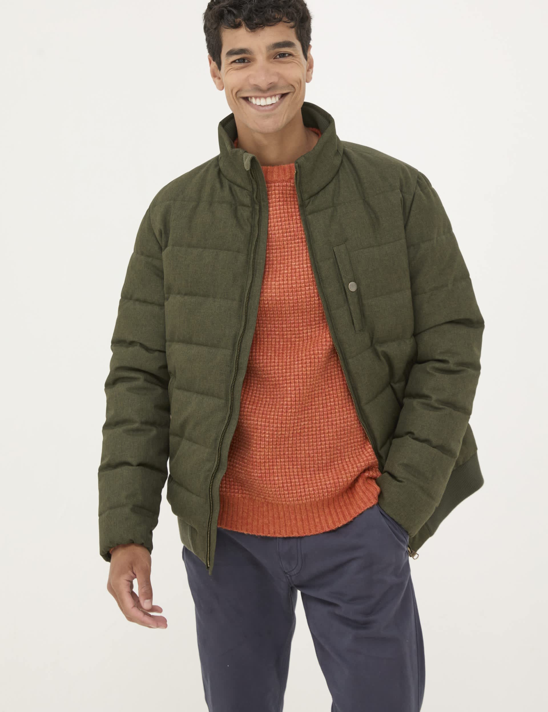 Fatface Men's Quilted Padded Utility Jacket - MREG - Khaki, Khaki