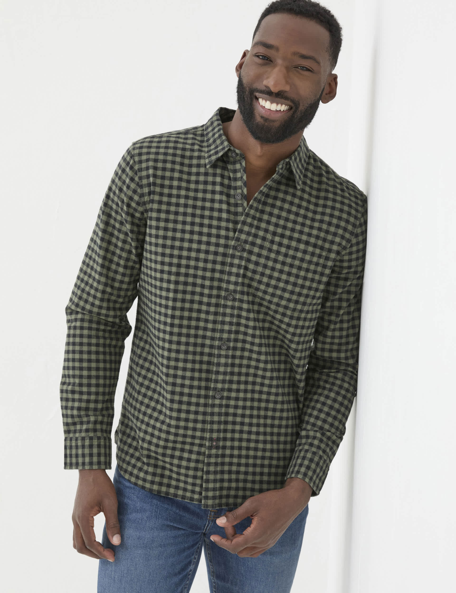 Fatface Men's Pure Cotton Check Print Shirt - LREG - Green Mix, Brown Mix,Green Mix,Blue Mix