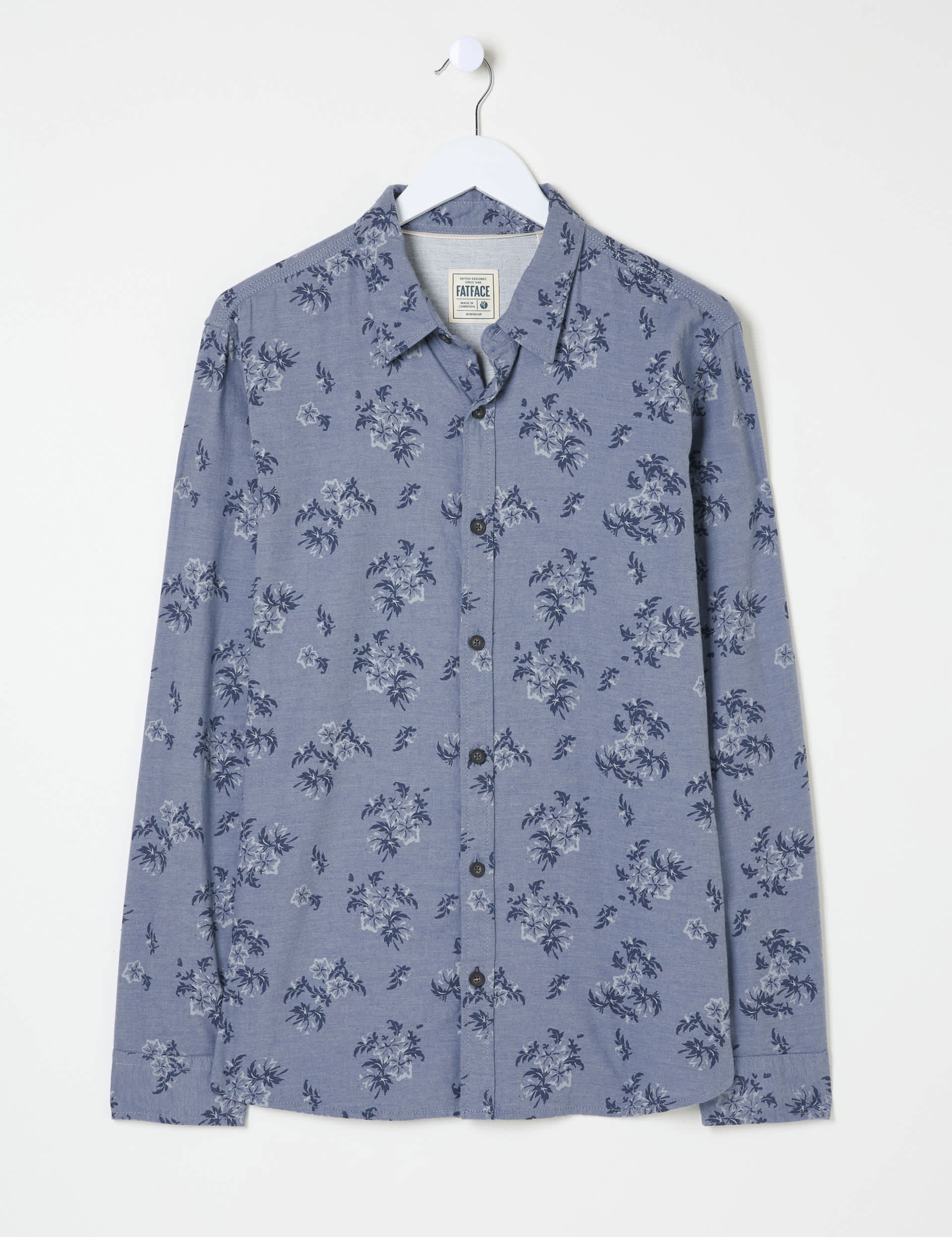 Fatface Men's Pure Cotton Floral Shirt - SREG - Blue Mix, Blue Mix