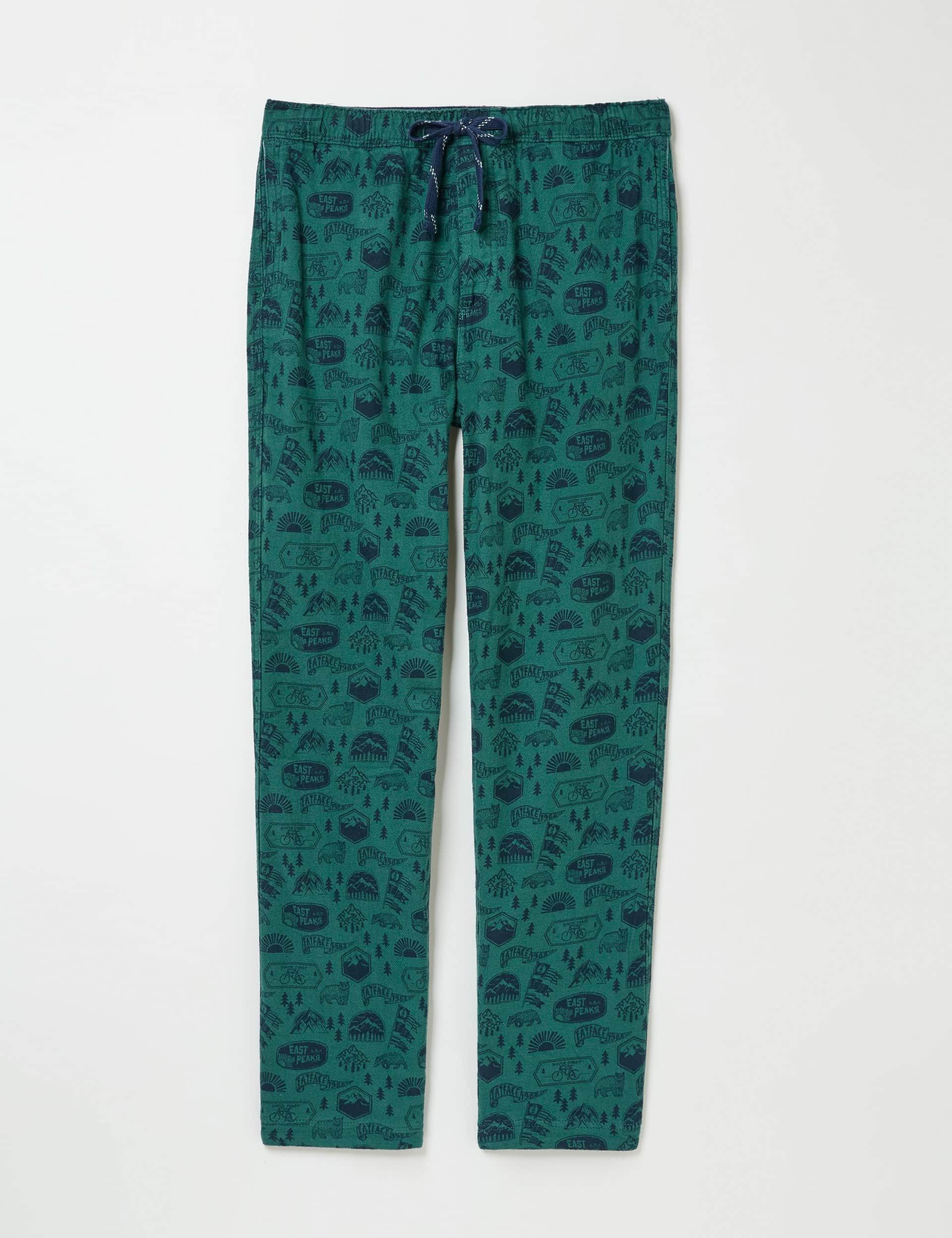 Fatface Men's Pure Cotton Outdoors Print Pyjama Bottoms - XXLREG - Green Mix, Green Mix