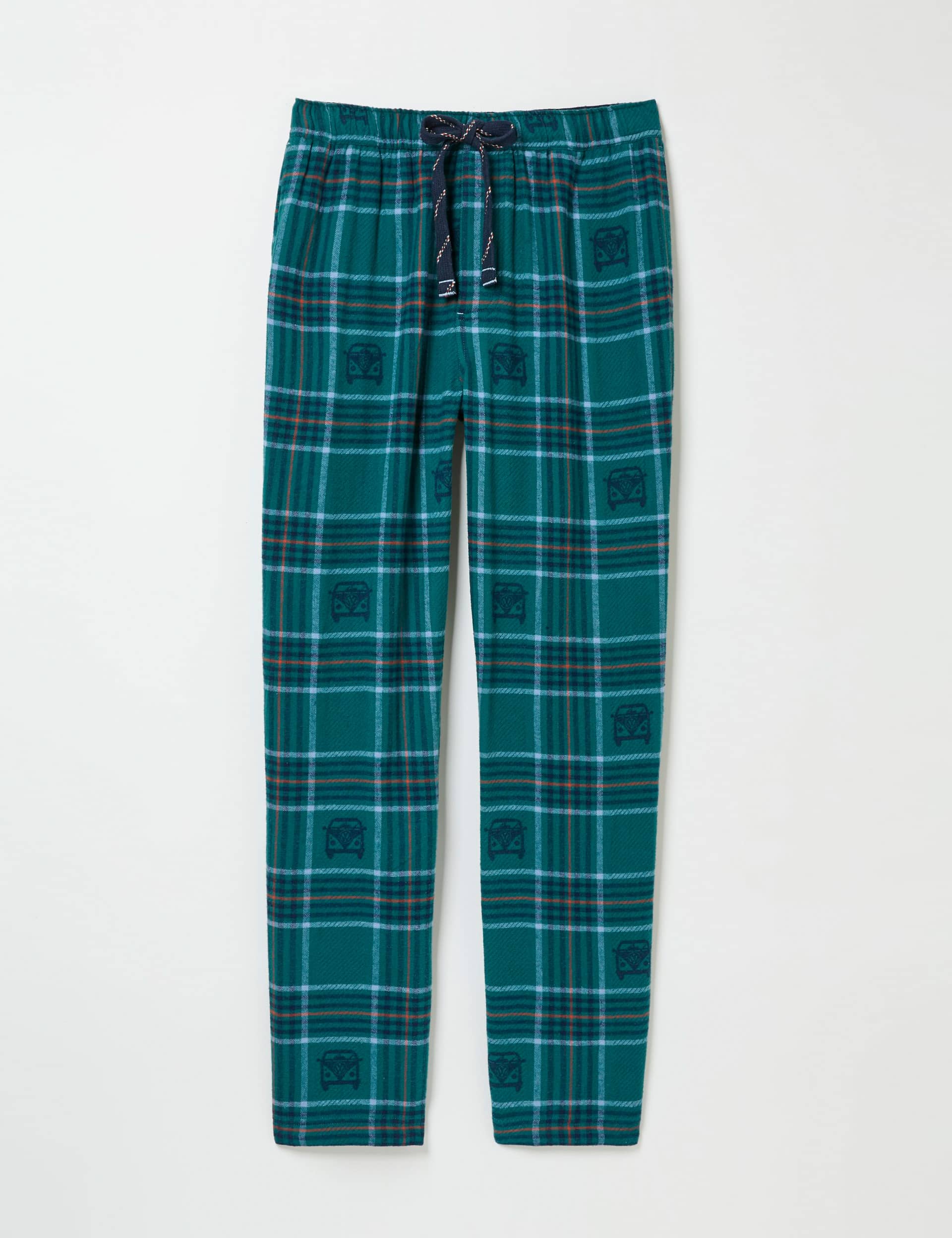 Fatface Men's Pure Cotton Checked Pyjama Bottoms - XXLREG - Teal Mix, Teal Mix