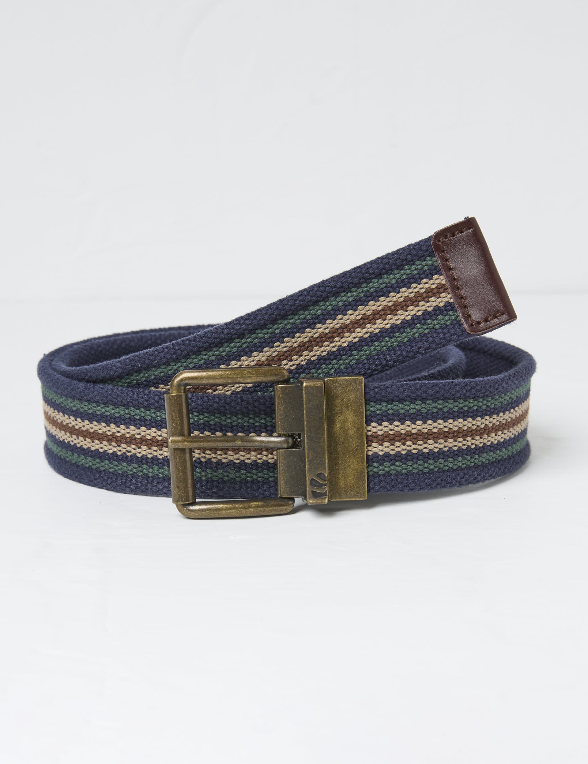 Fatface Men's Reversible Webbing Belt - M - Navy, Navy