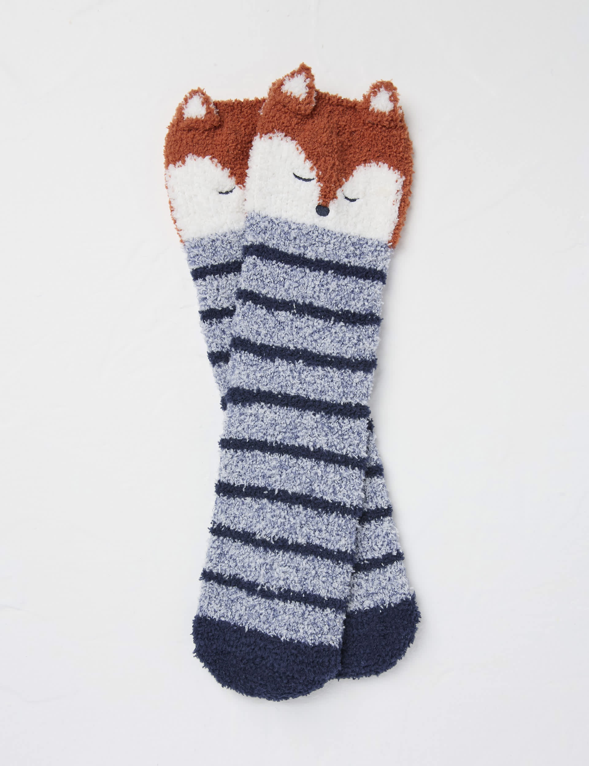 Fatface Men's Striped Fox Novelty Socks - S-M - Navy Mix, Navy Mix