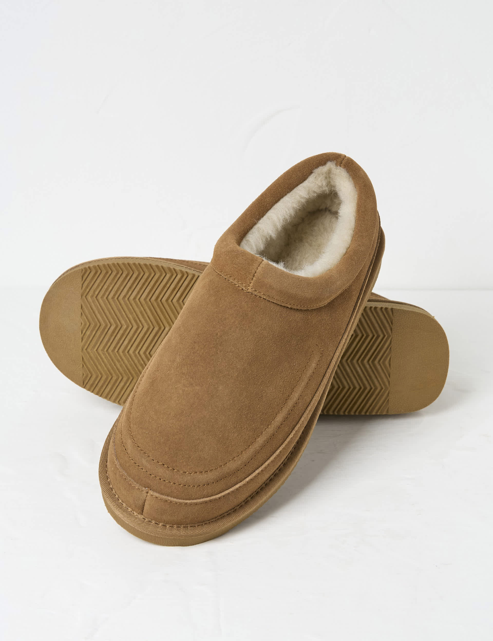 Fatface Men's Suede Mule Slippers - 8 - Tan, Tan