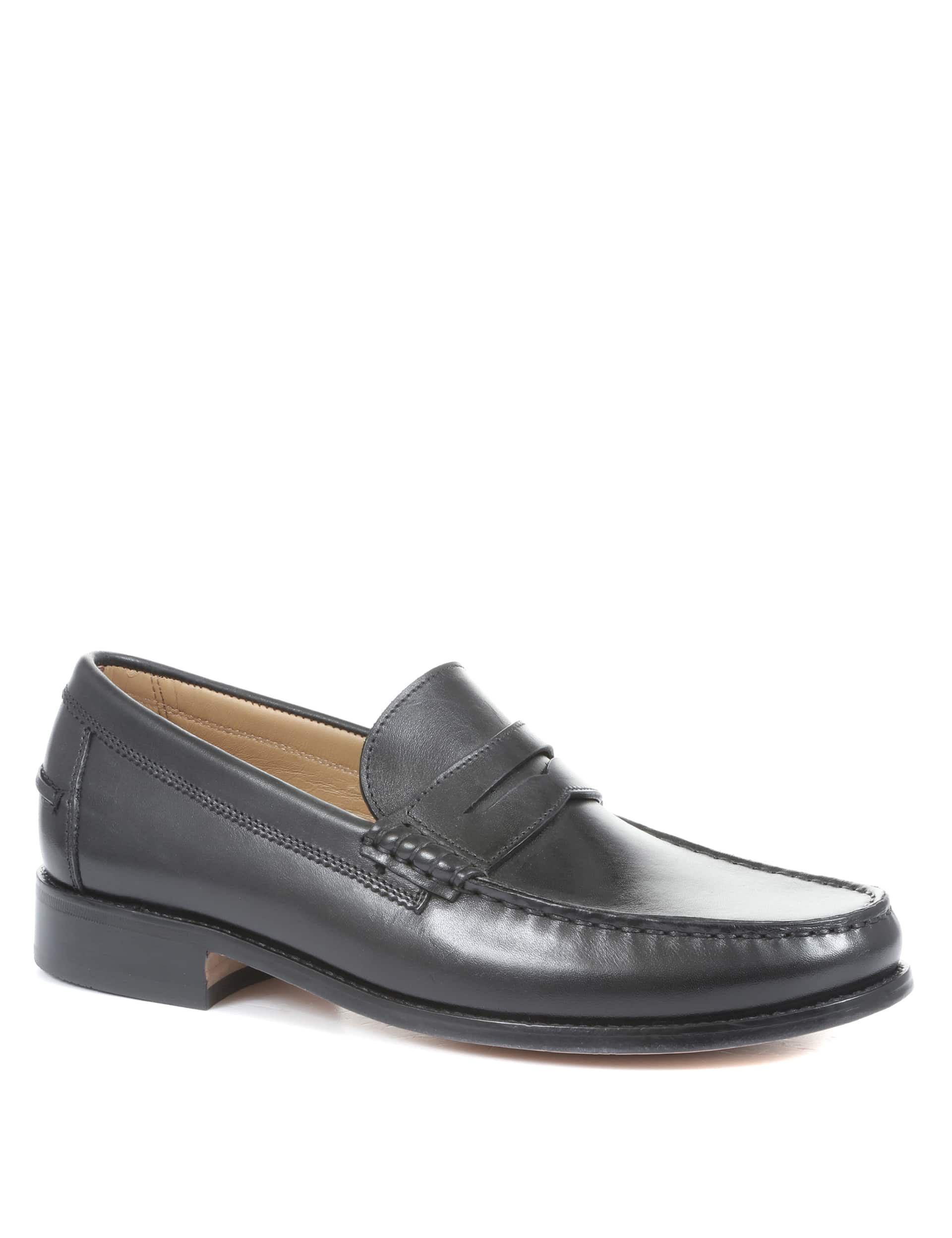 Jones Bootmaker Men's Leather Slip-On Loafers - 7 - Black, Black