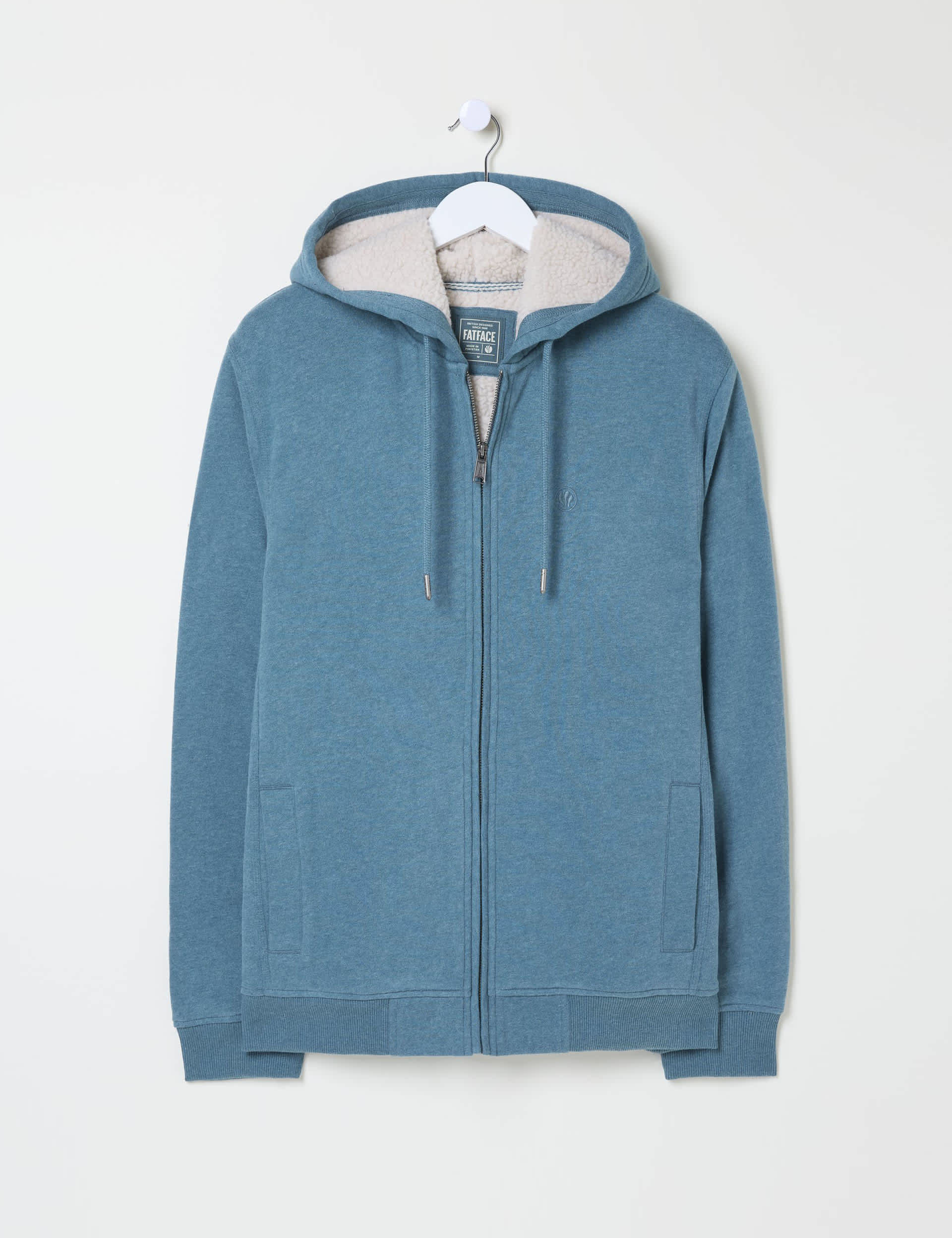 Fatface Men's Pure Cotton Zip Up Hoodie - XXLREG - Teal, Teal,Grey