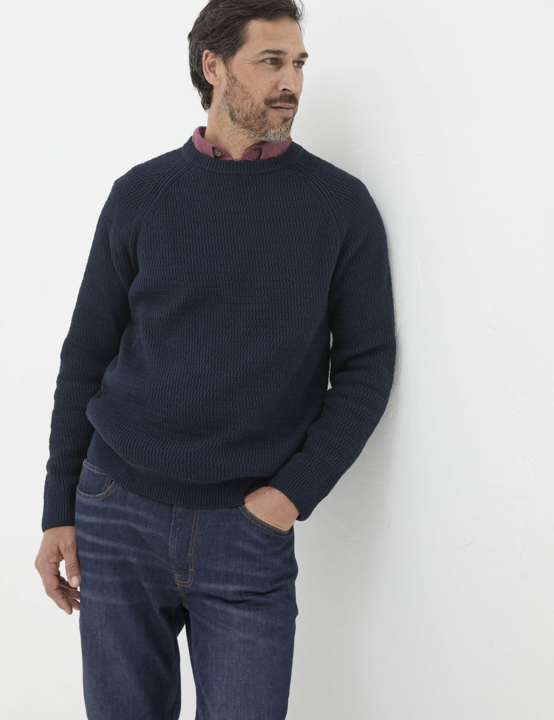 Fatface Men's Pure Cotton Crew Neck Jumper - MREG - Navy, Navy