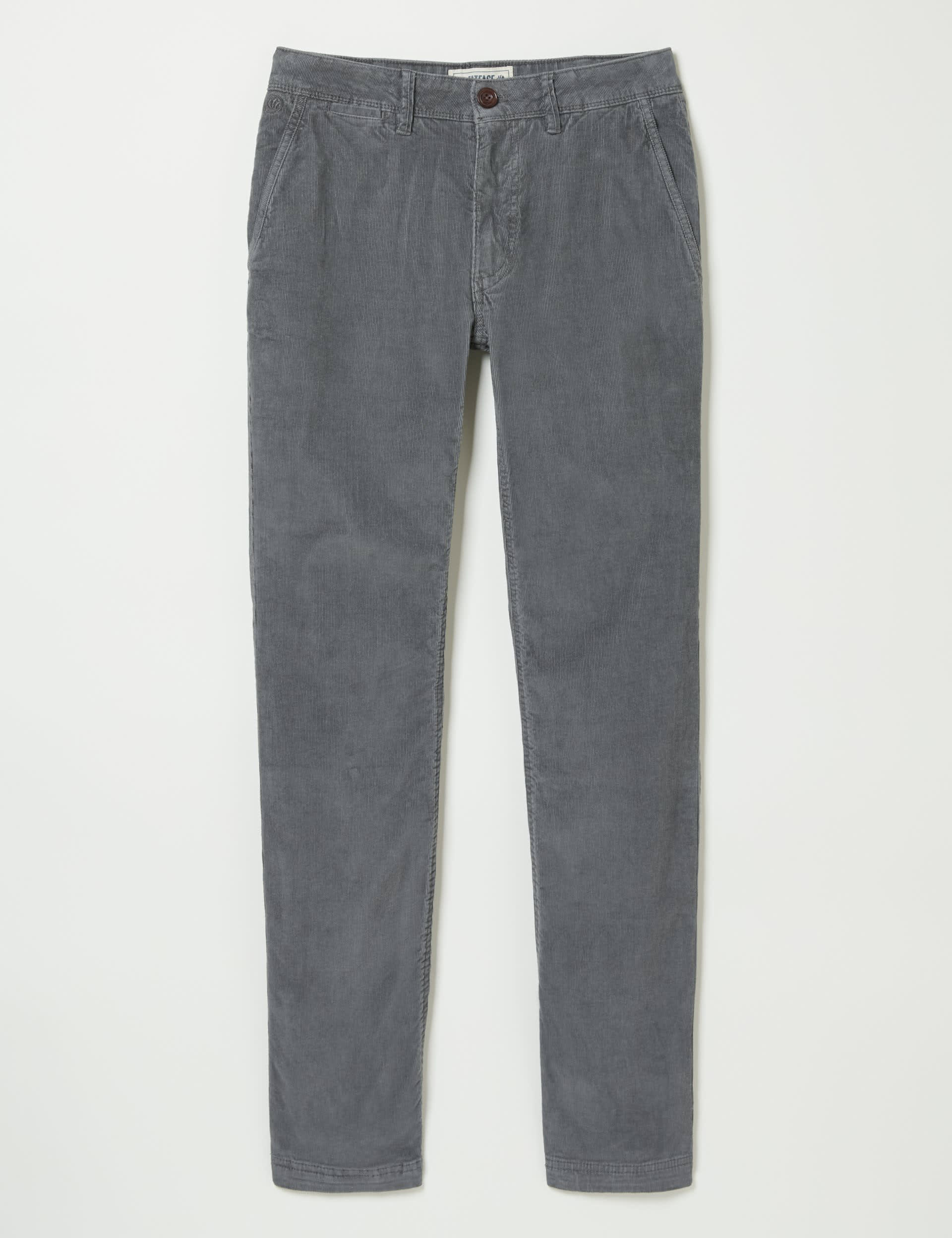 Fatface Men's Straight Fit Corduroy Trousers - 34REG - Grey, Grey,Navy