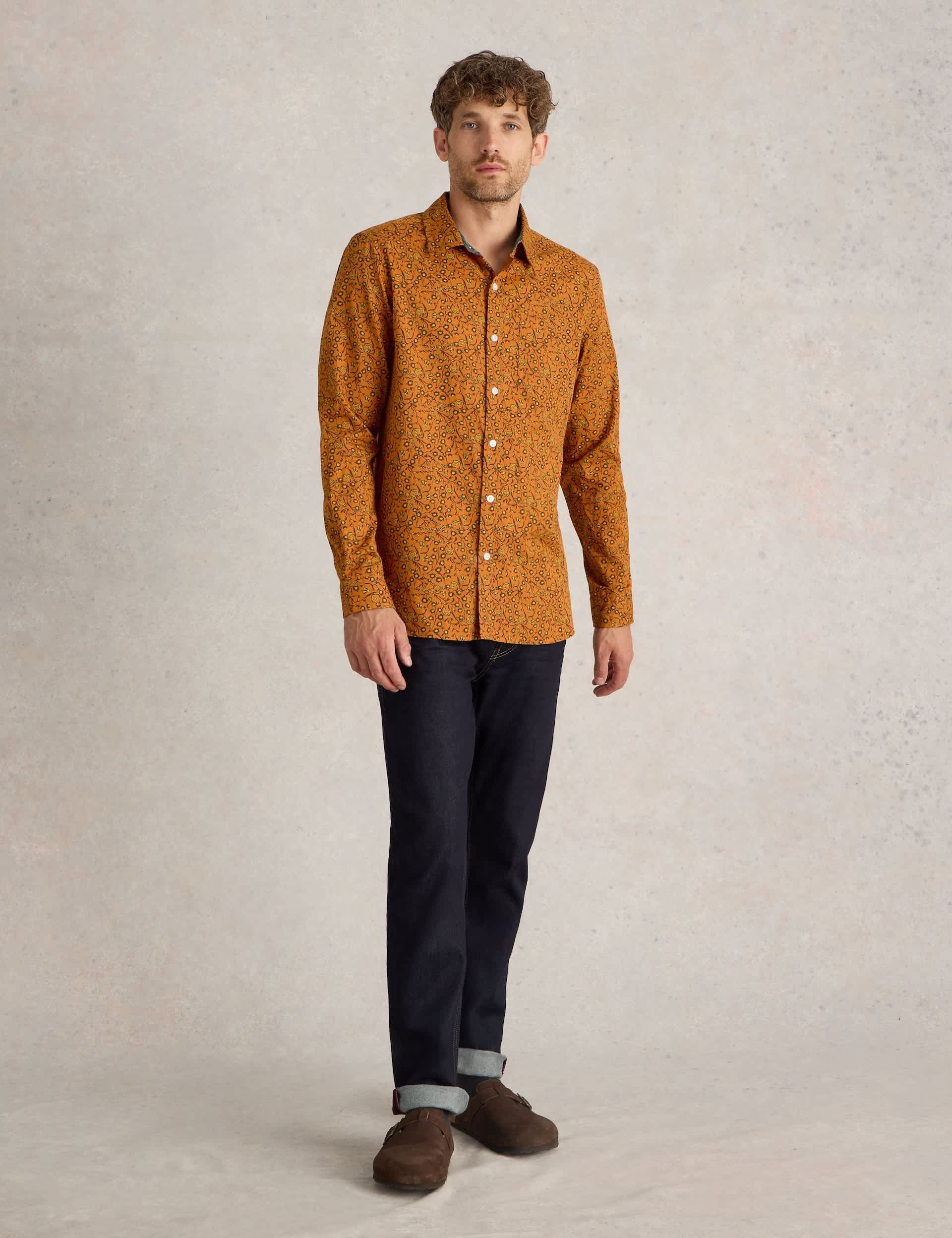 White Stuff Men's Pure Cotton Thorn Print Shirt