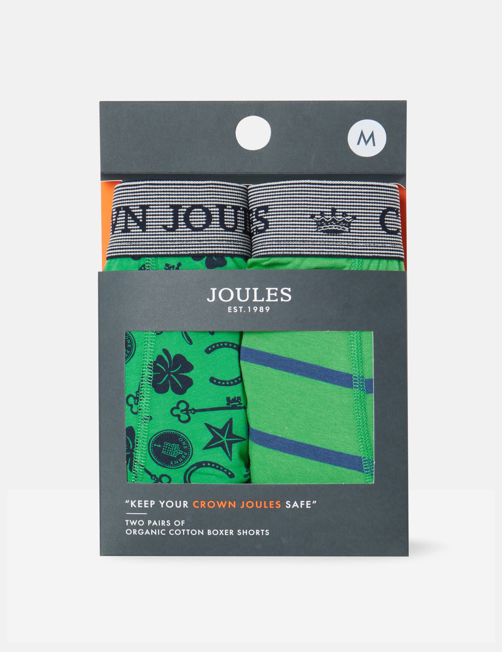 Joules Men's 2 Pack Pure Cotton Assorted Pattern Boxers - XXL - Green Mix, Green Mix