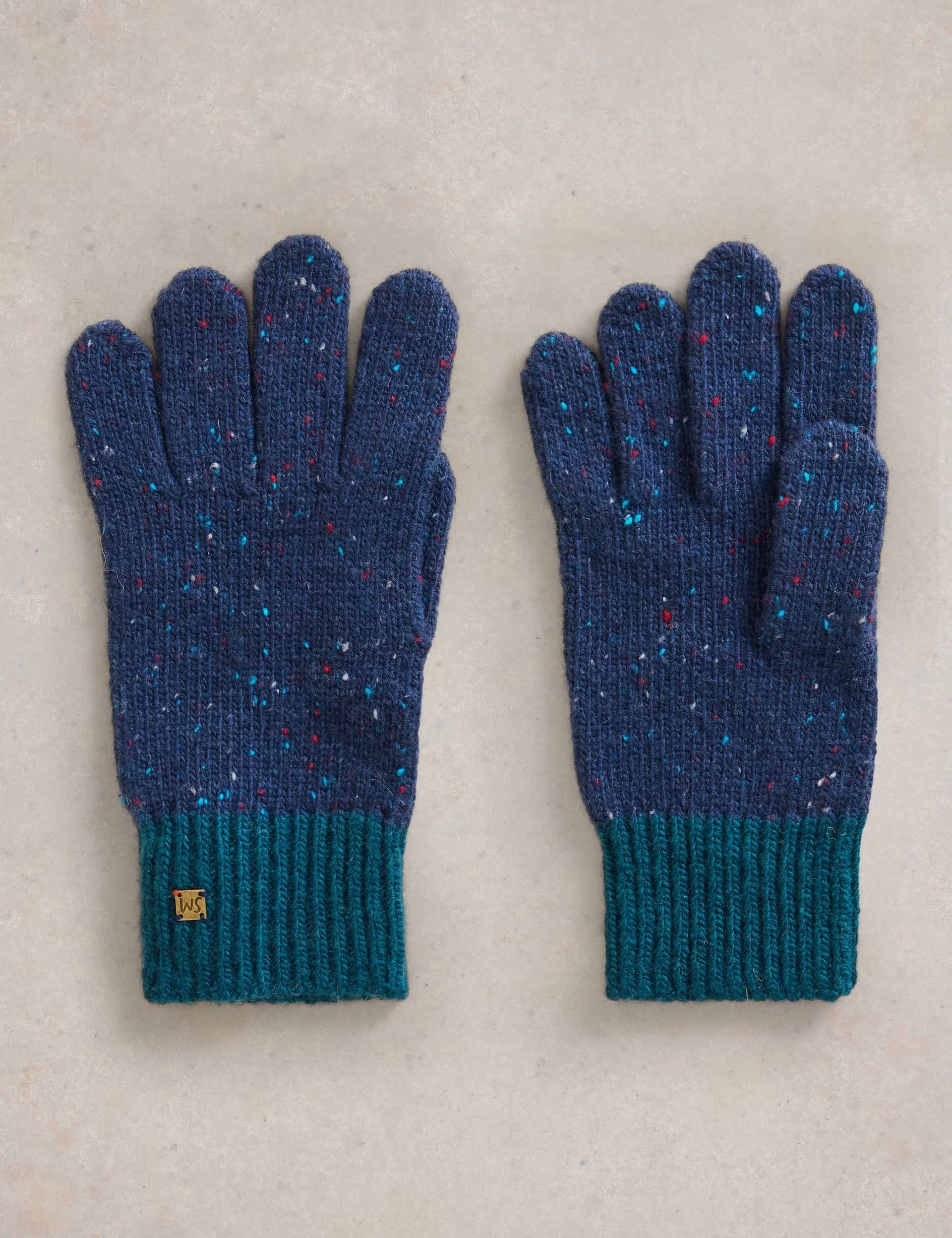 White Stuff Men's Wool Rich Knitted Gloves - Navy Mix, Grey Mix,Navy Mix