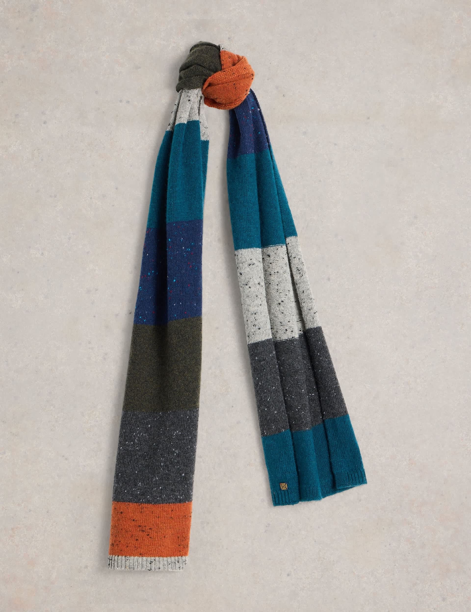 White Stuff Men's Wool Rich Striped Knitted Scarf
