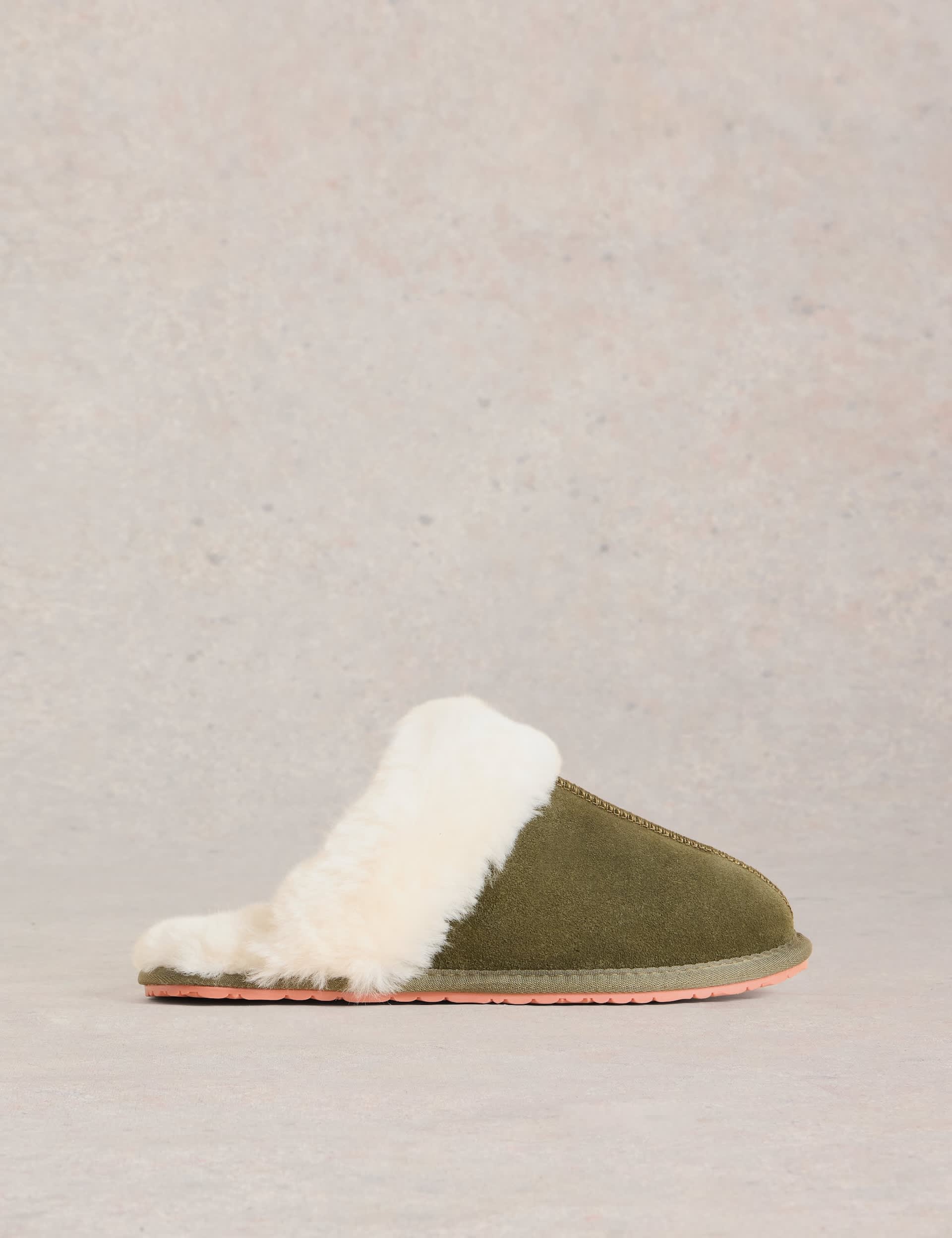 White Stuff Men's Suede Mule Slippers - Green, Green,Tan