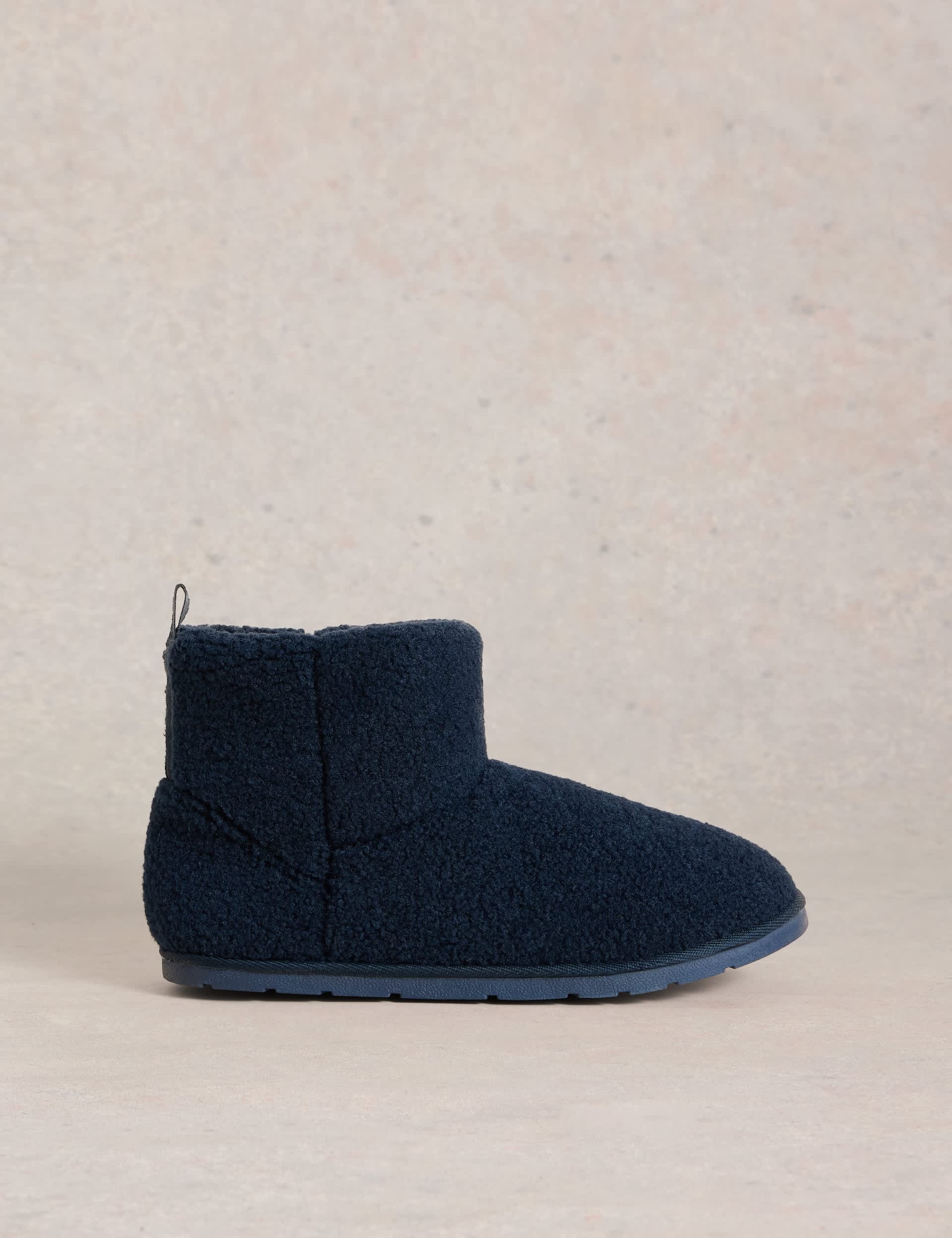 White Stuff Men's Borg Slipper Boots - M - Navy Mix, Navy Mix