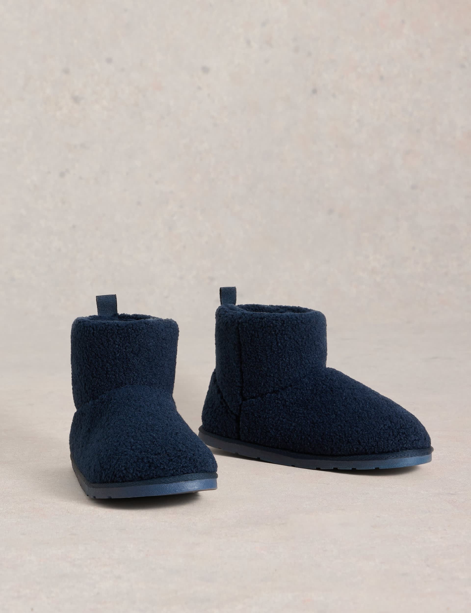 White Stuff Men's Borg Slipper Boots - M - Navy Mix, Navy Mix