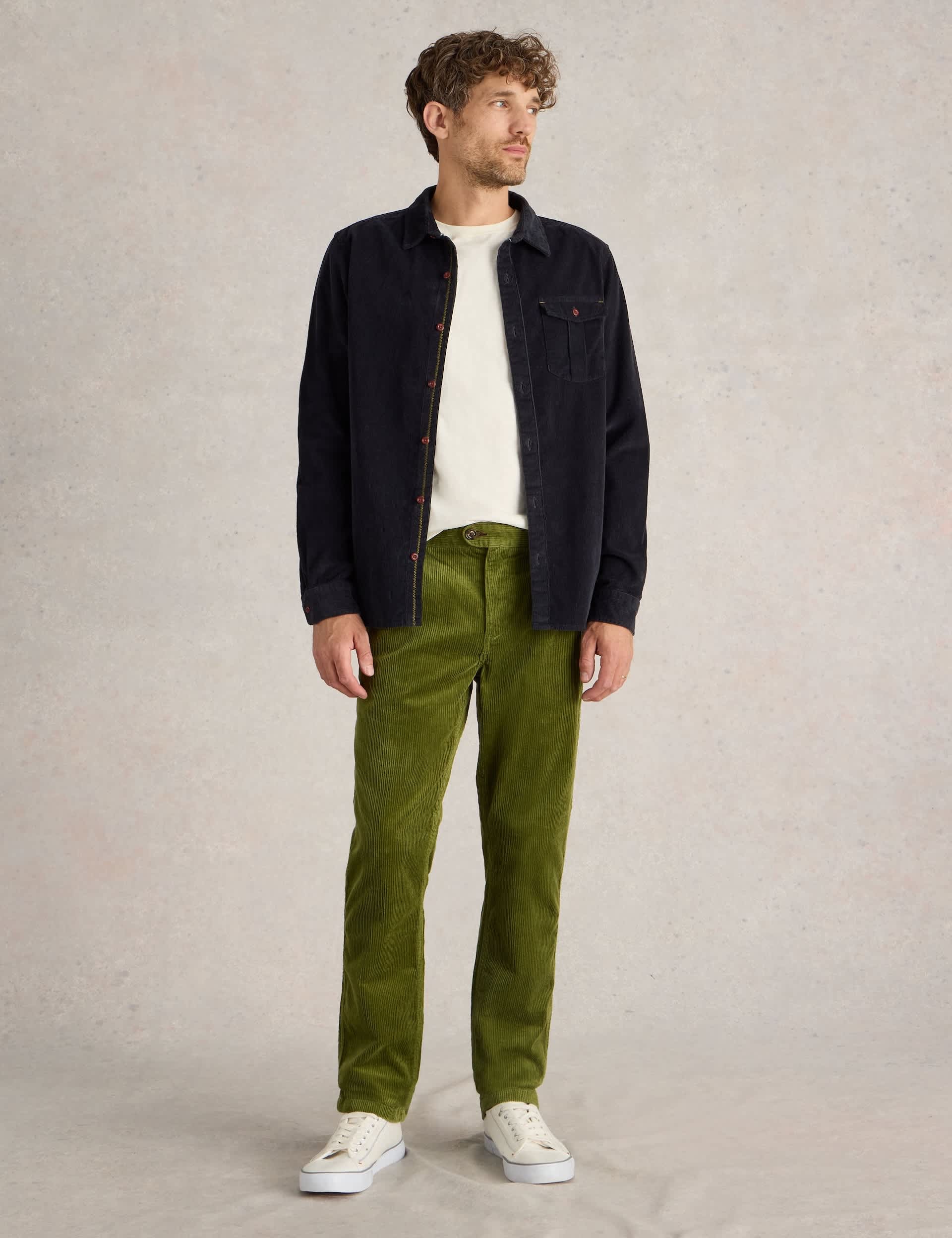 White Stuff Men's Regular Fit Corduroy Trousers - 38REG - Green, Green,Navy,Tan