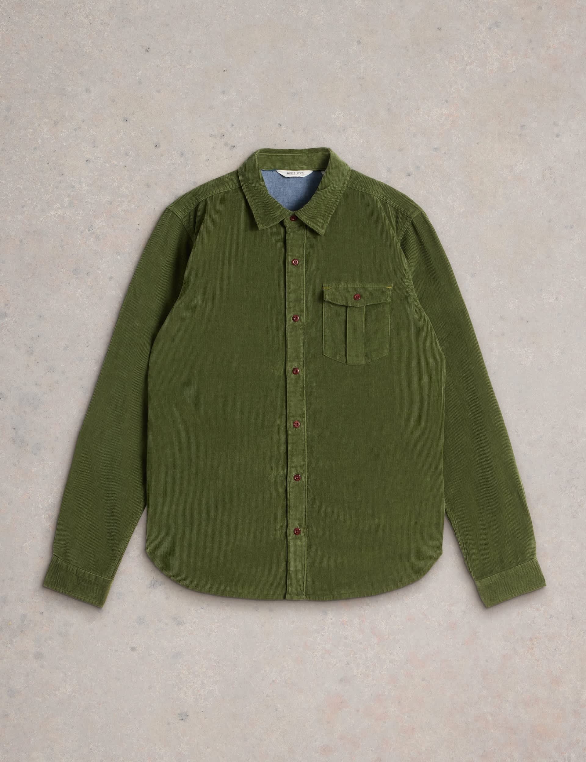 White Stuff Men's Corduroy Shirt - XXL - Green, Navy,Green,Brown