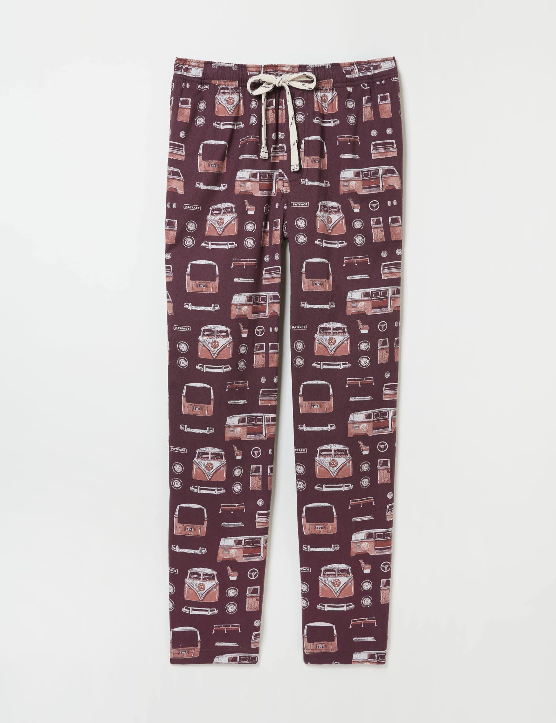 Fatface Men's Pure Cotton VW Camper Print Pyjama Bottoms - XXLREG - Dark Red, Dark Red