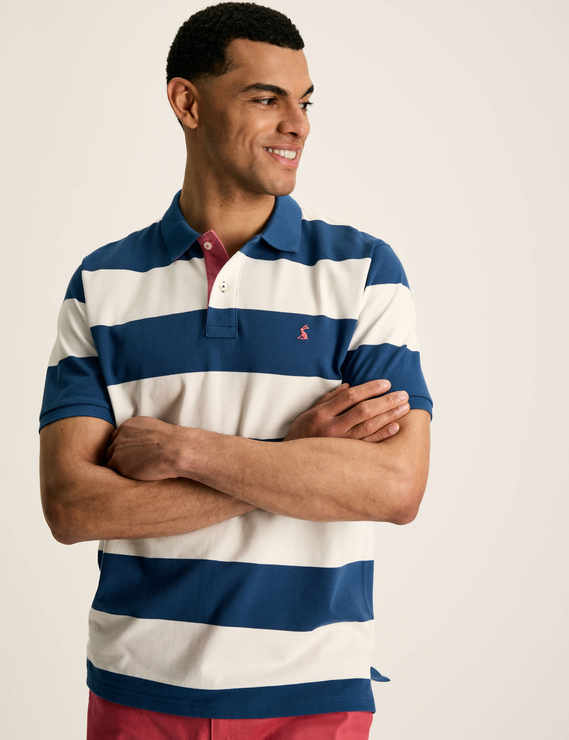 Joules Men's Pure Cotton Striped Polo Shirt - Blue Mix, Blue Mix