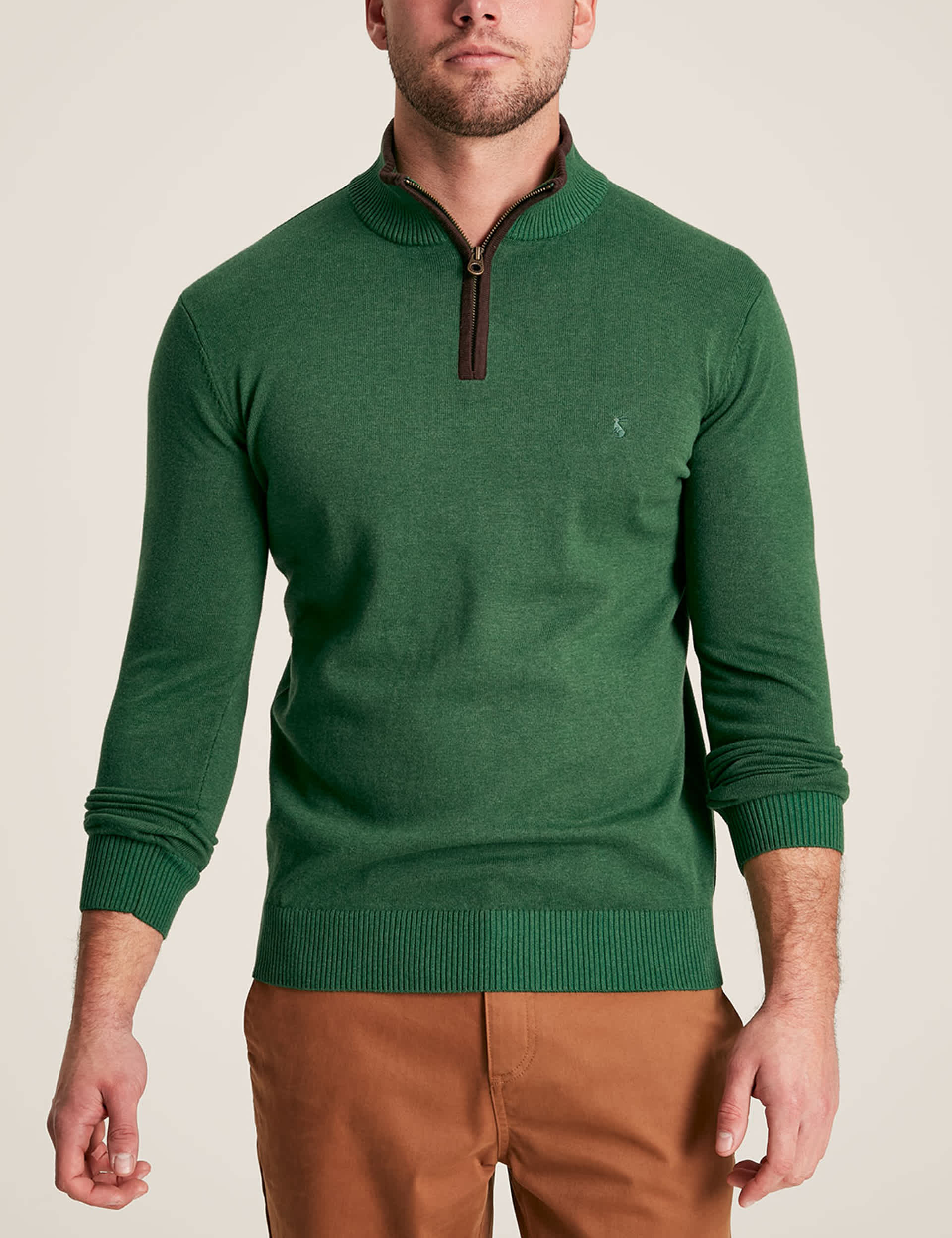 Joules Men's Pure Cotton Funnel Neck Half Zip Jumper - Green, Dark Green,Navy,Green,Black